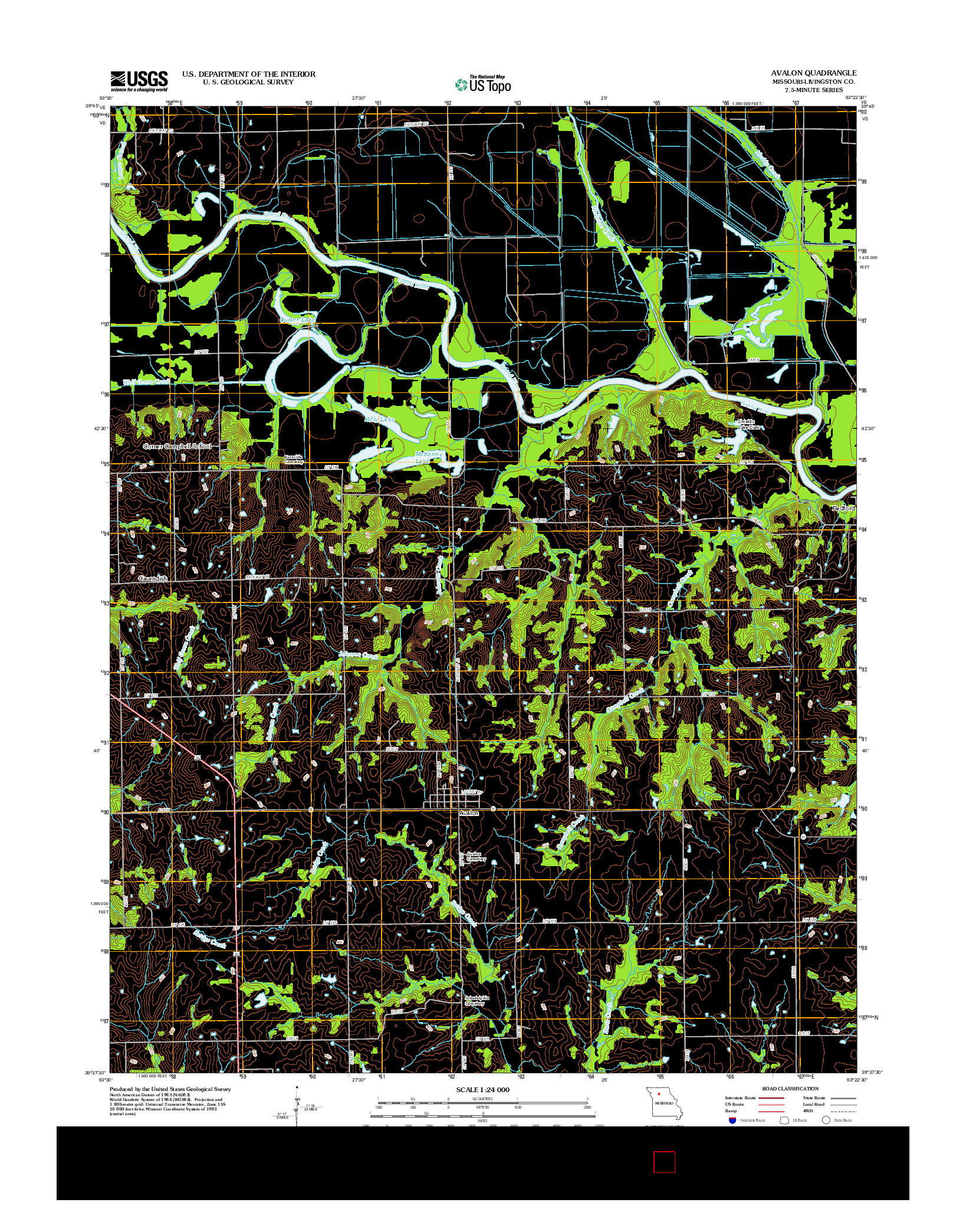 USGS US TOPO 7.5-MINUTE MAP FOR AVALON, MO 2012