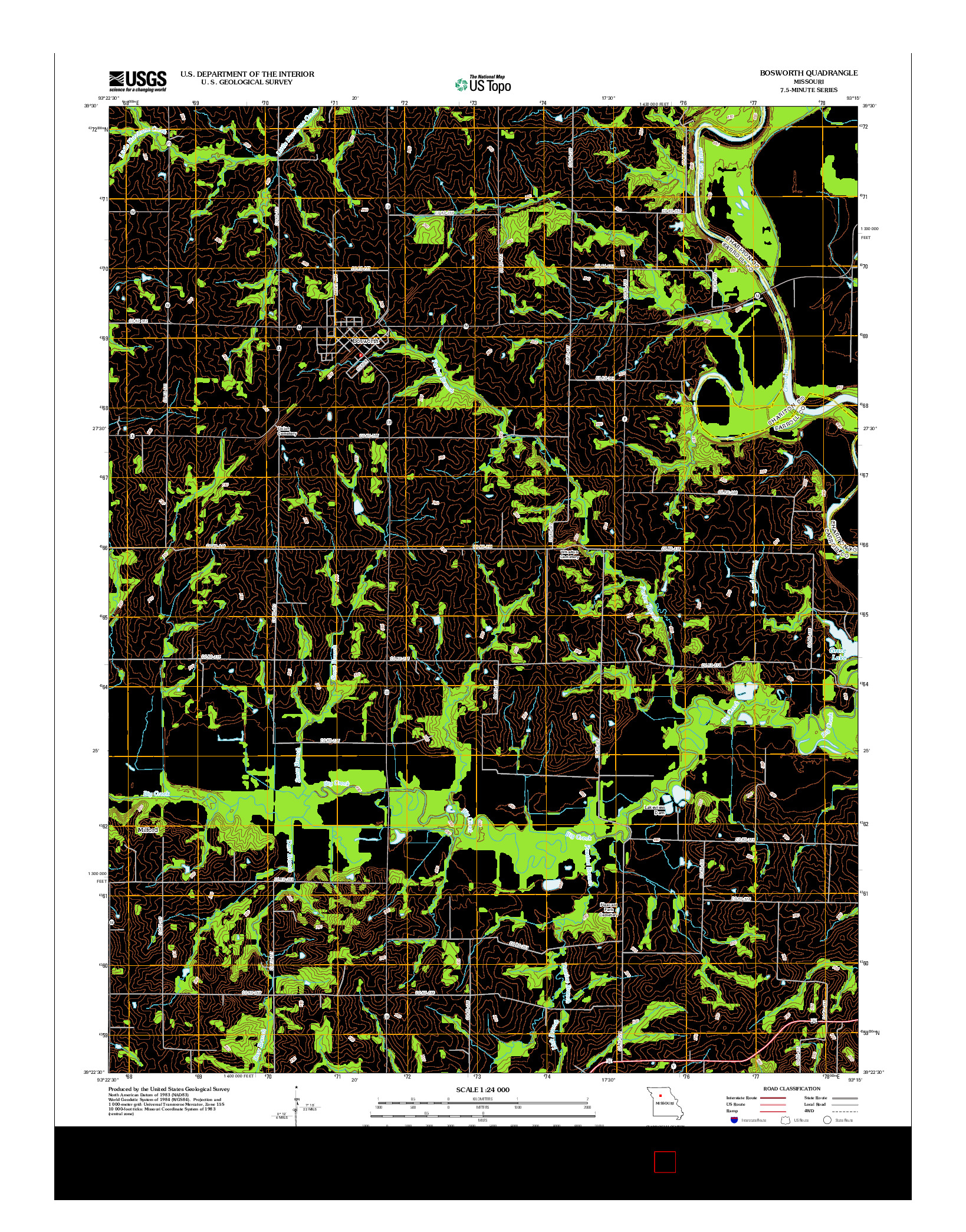 USGS US TOPO 7.5-MINUTE MAP FOR BOSWORTH, MO 2012