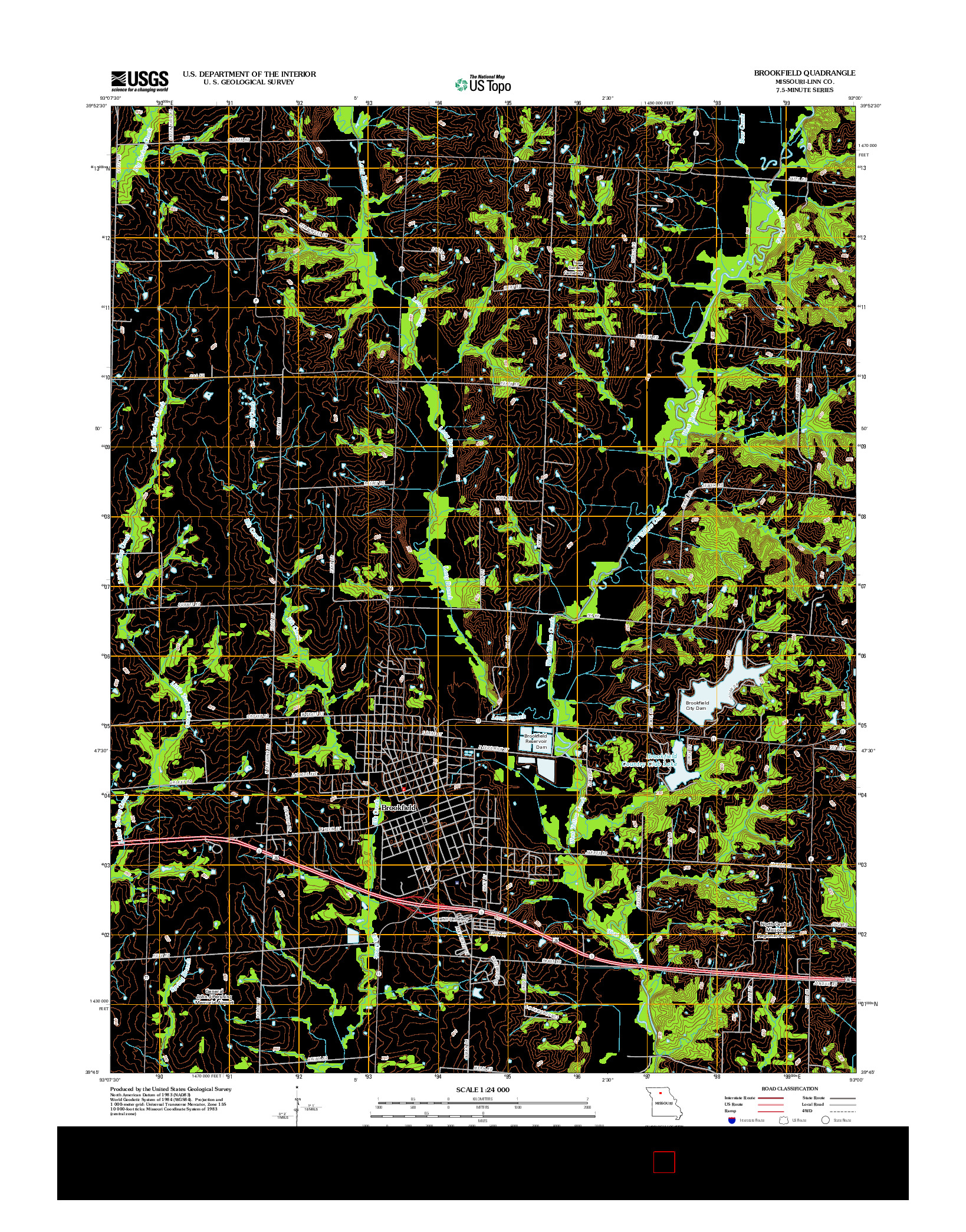 USGS US TOPO 7.5-MINUTE MAP FOR BROOKFIELD, MO 2012