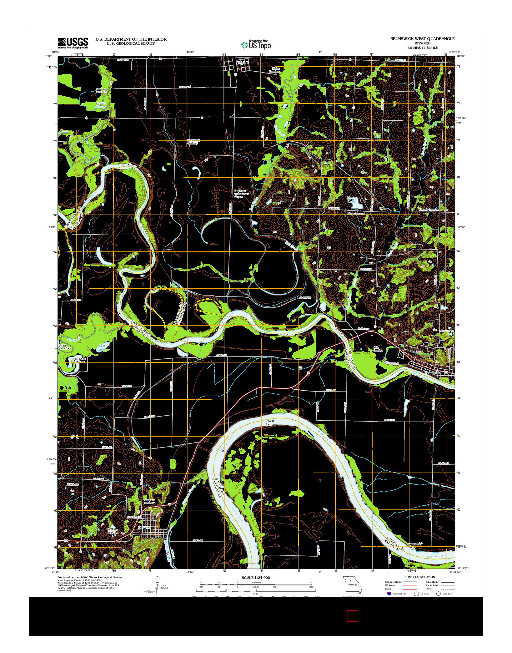 USGS US TOPO 7.5-MINUTE MAP FOR BRUNSWICK WEST, MO 2012