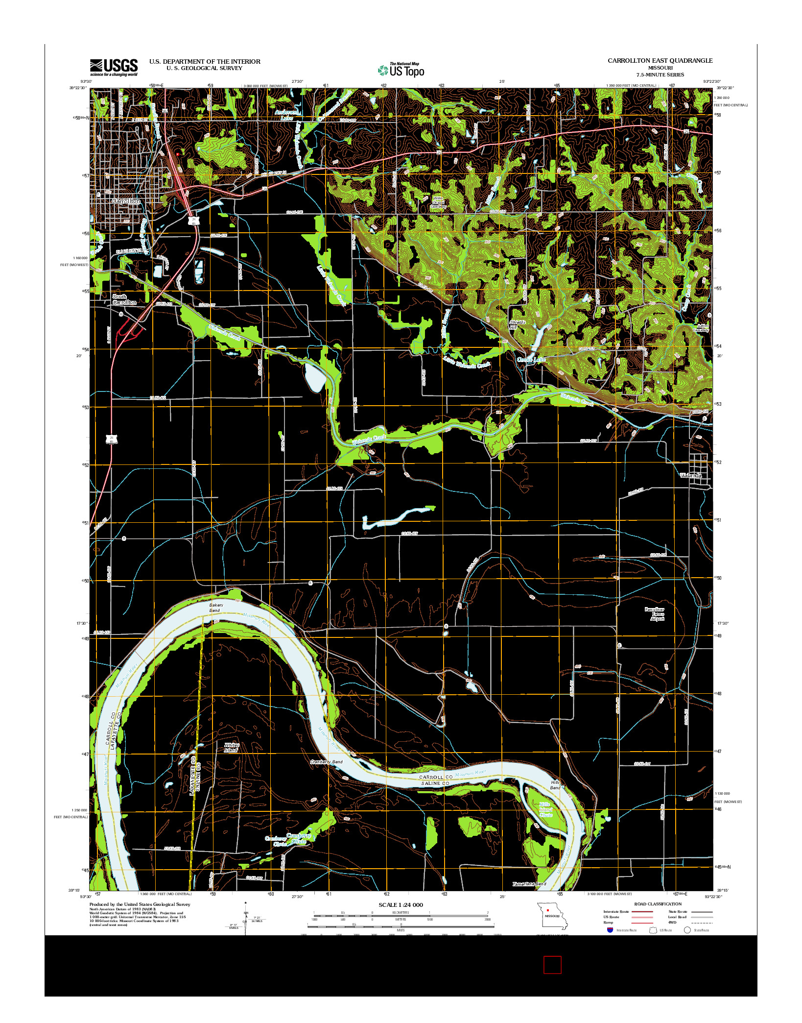 USGS US TOPO 7.5-MINUTE MAP FOR CARROLLTON EAST, MO 2012