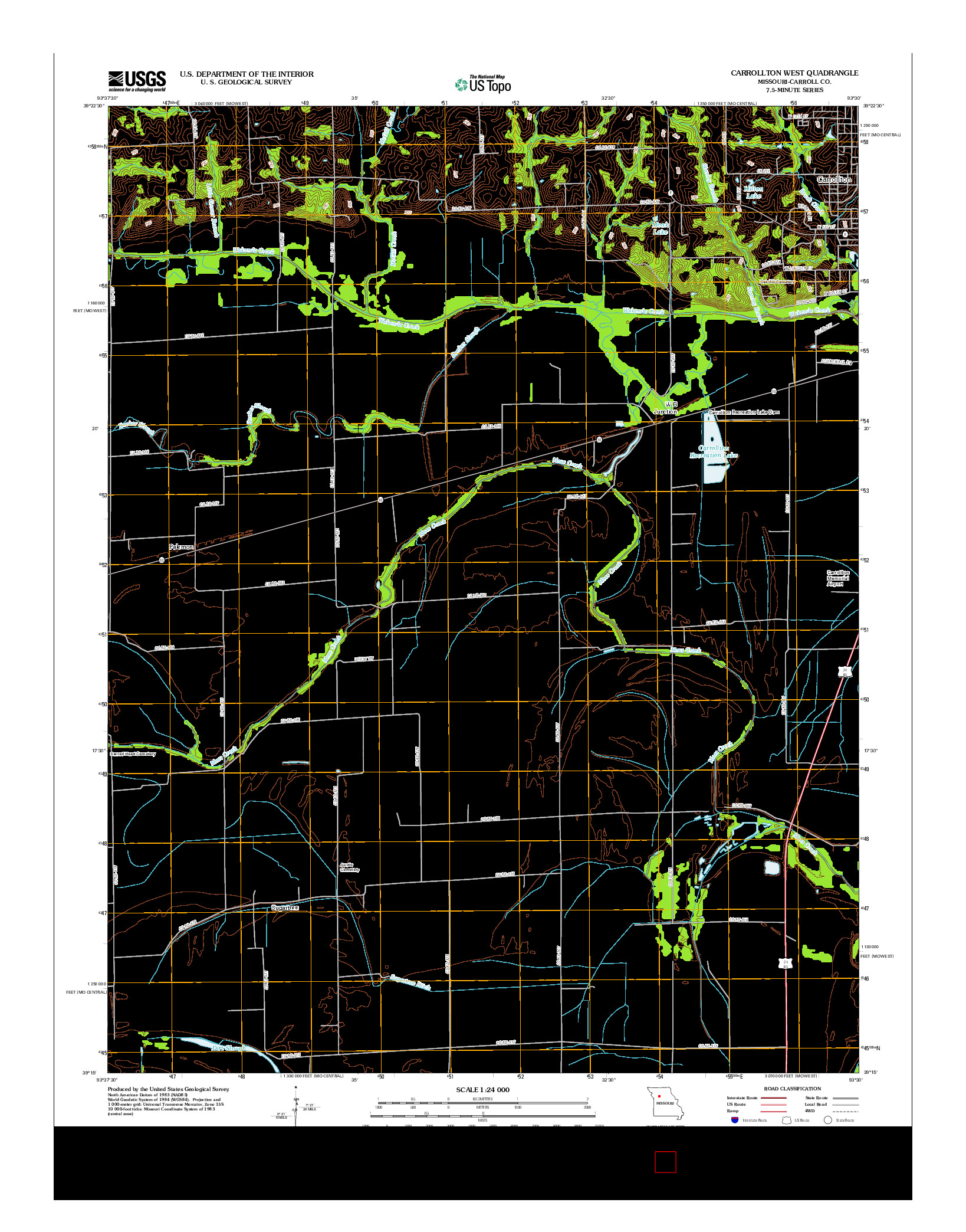 USGS US TOPO 7.5-MINUTE MAP FOR CARROLLTON WEST, MO 2012
