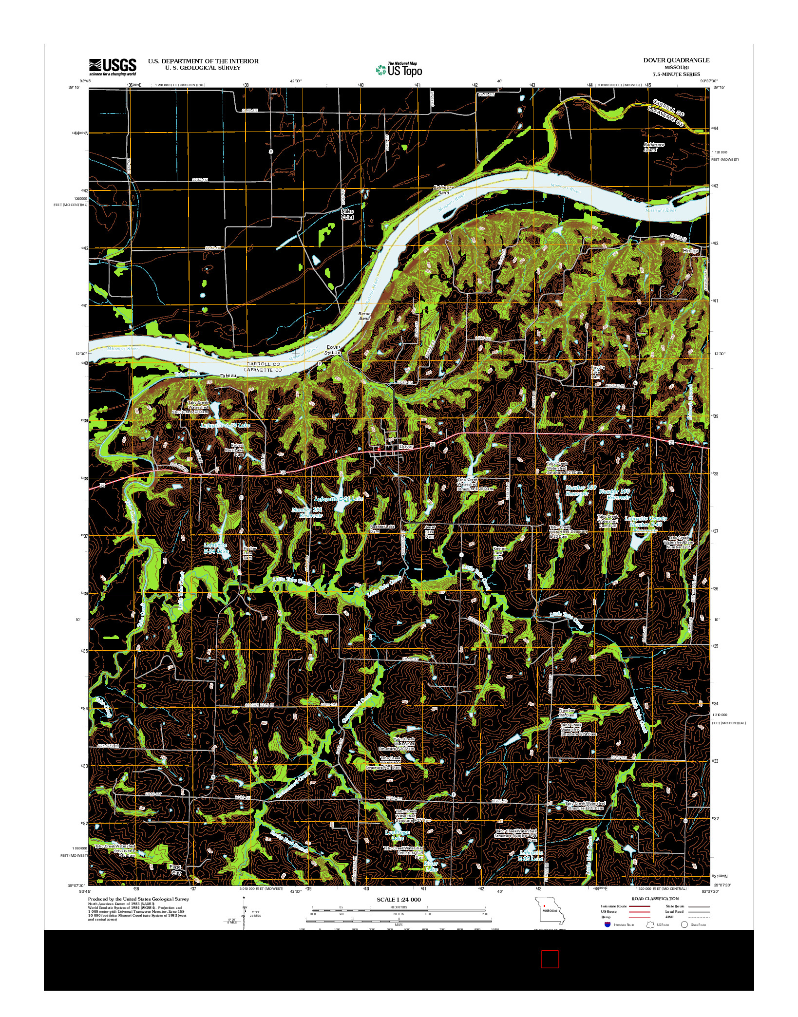 USGS US TOPO 7.5-MINUTE MAP FOR DOVER, MO 2012