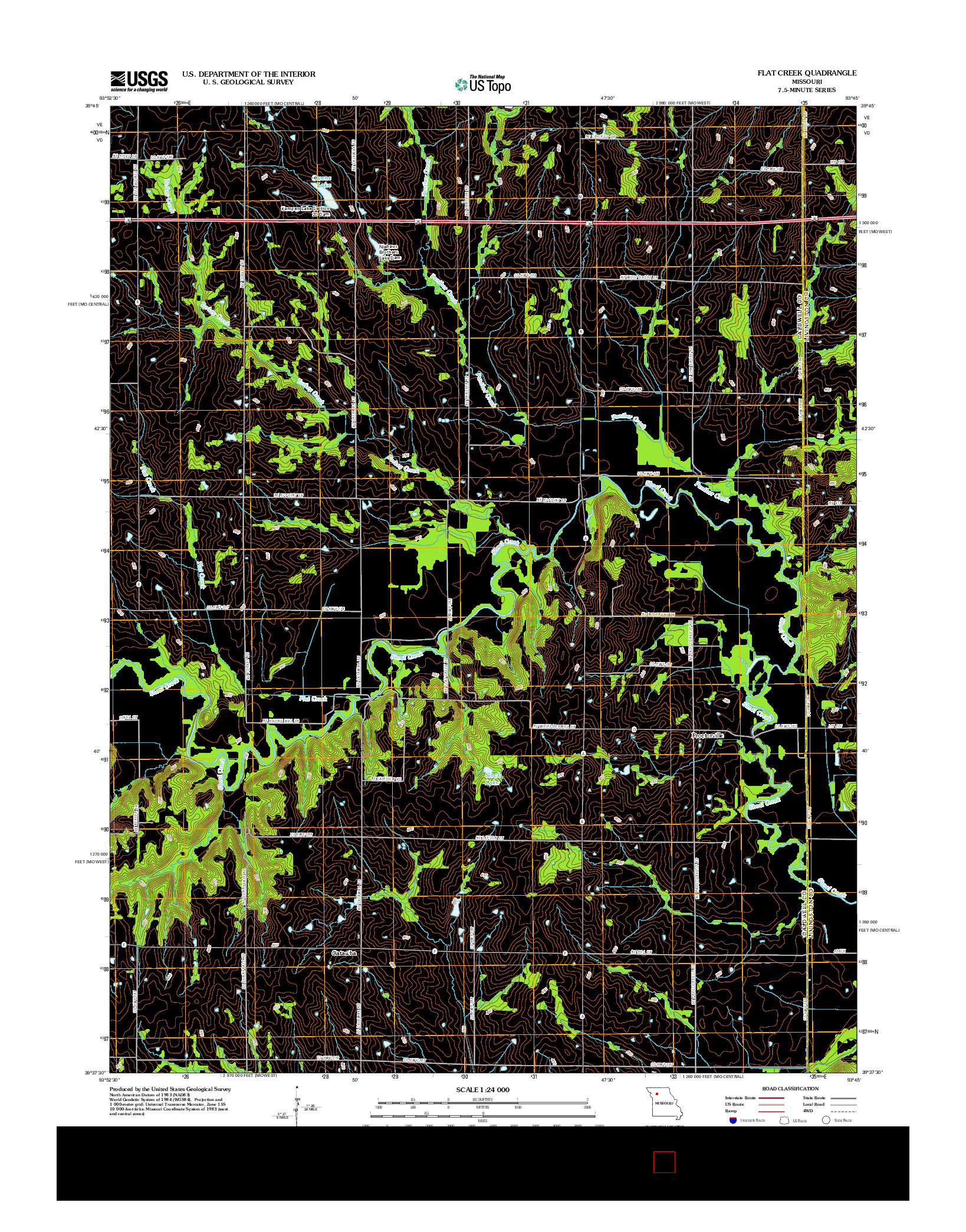 USGS US TOPO 7.5-MINUTE MAP FOR FLAT CREEK, MO 2012