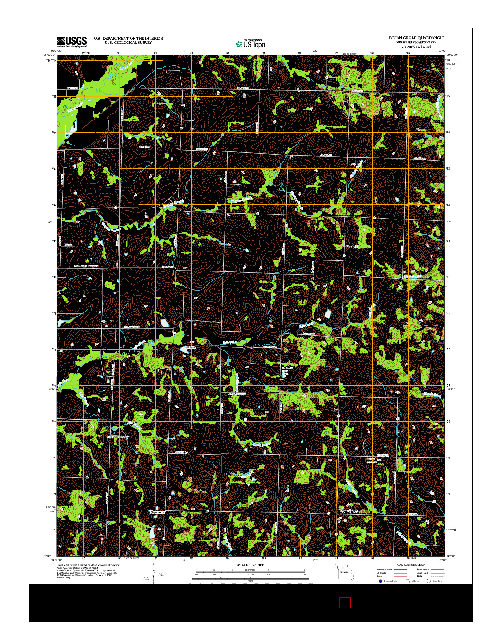 USGS US TOPO 7.5-MINUTE MAP FOR INDIAN GROVE, MO 2012