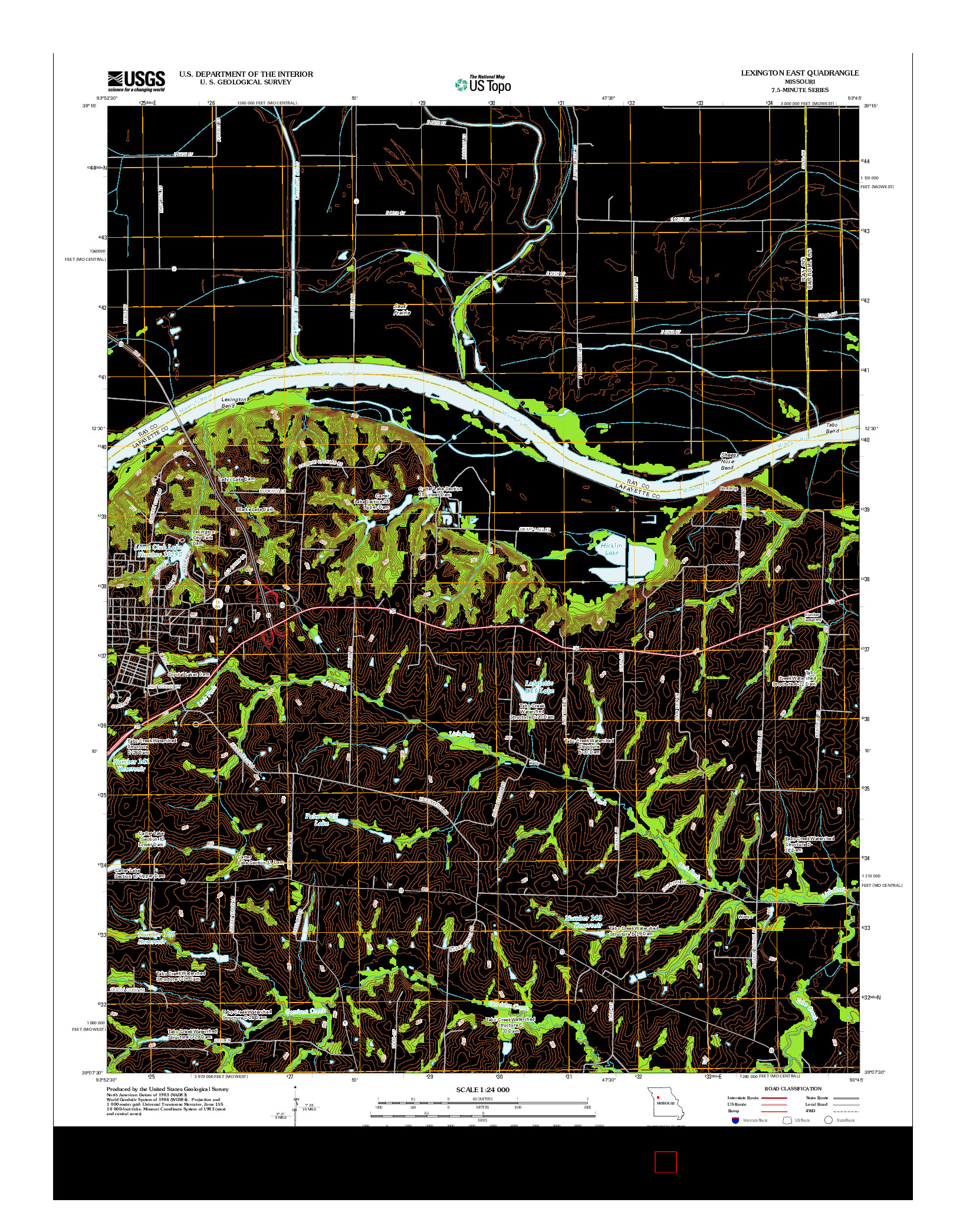 USGS US TOPO 7.5-MINUTE MAP FOR LEXINGTON EAST, MO 2012