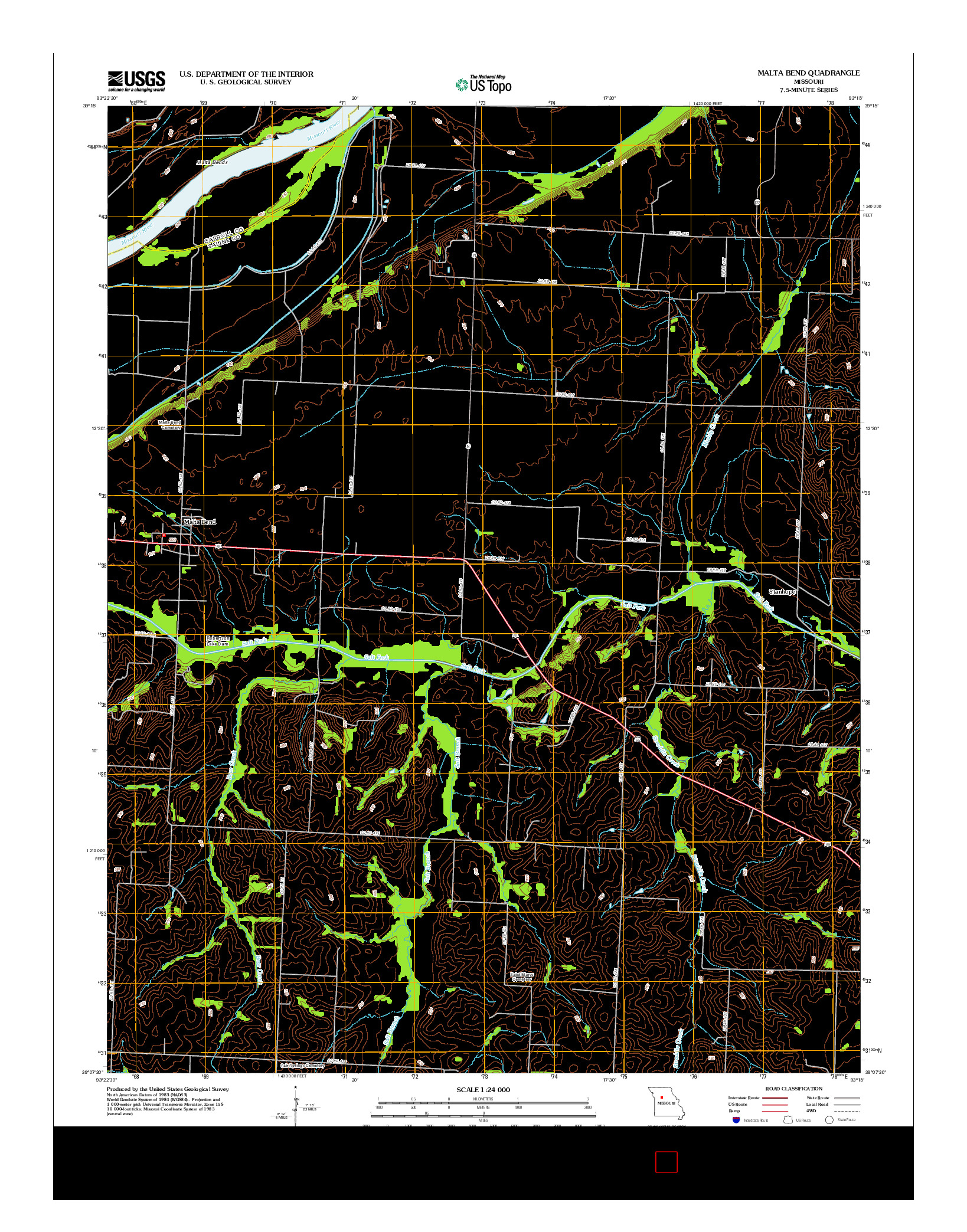USGS US TOPO 7.5-MINUTE MAP FOR MALTA BEND, MO 2012