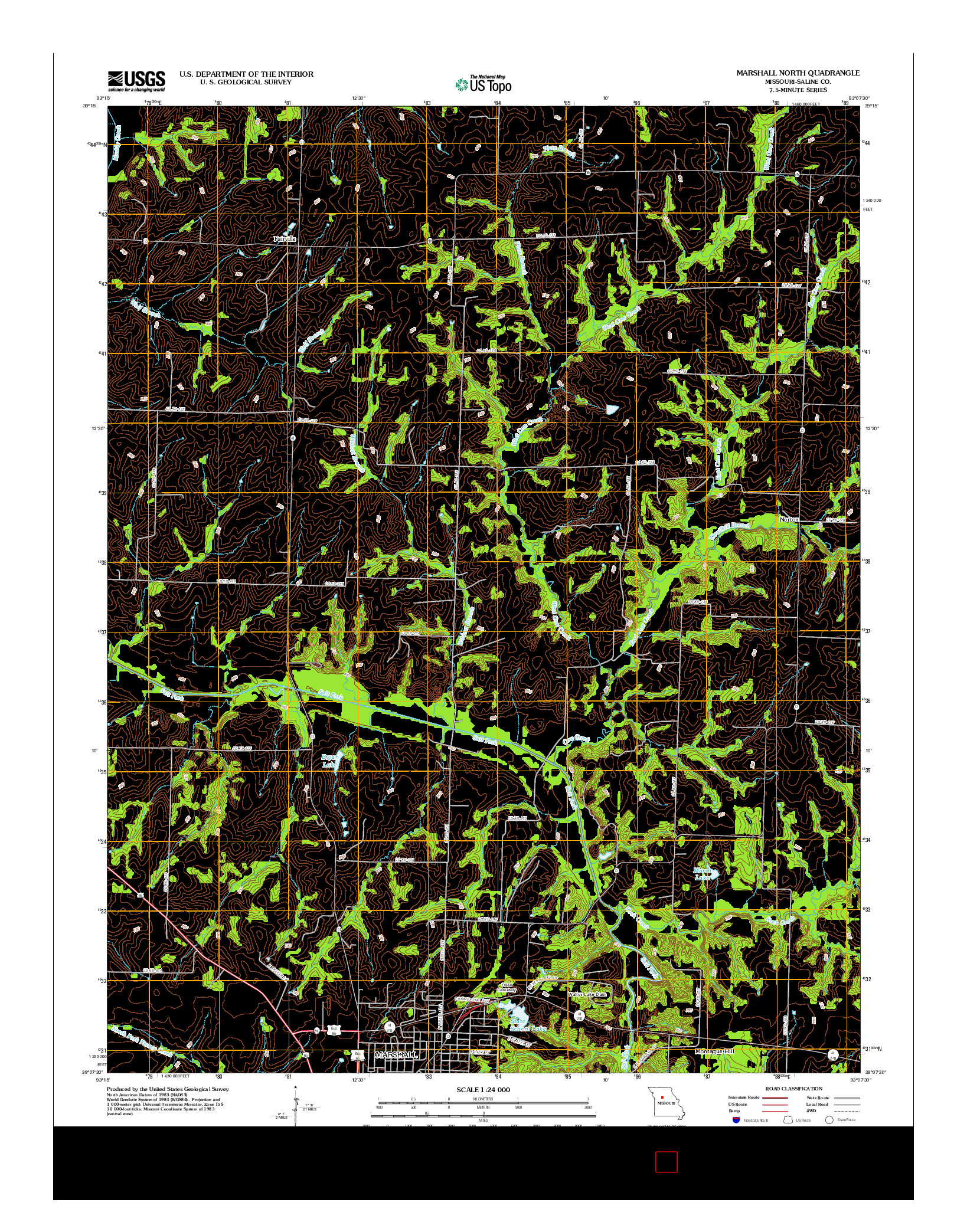 USGS US TOPO 7.5-MINUTE MAP FOR MARSHALL NORTH, MO 2012