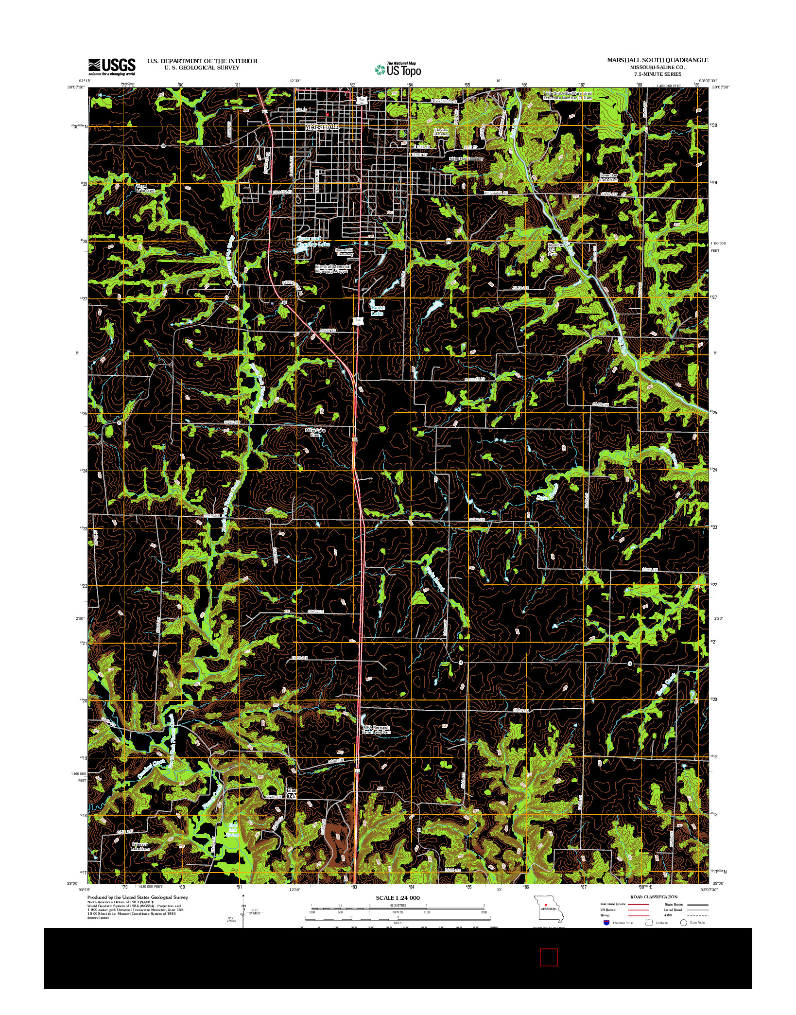 USGS US TOPO 7.5-MINUTE MAP FOR MARSHALL SOUTH, MO 2012