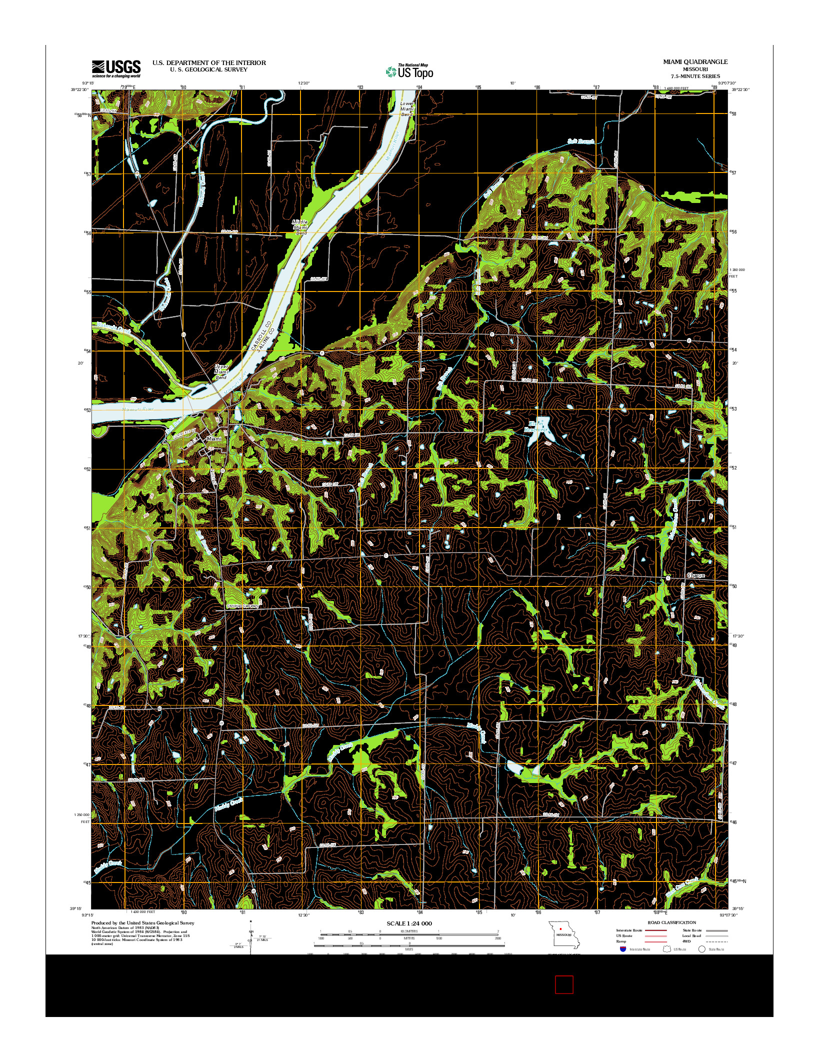 USGS US TOPO 7.5-MINUTE MAP FOR MIAMI, MO 2012