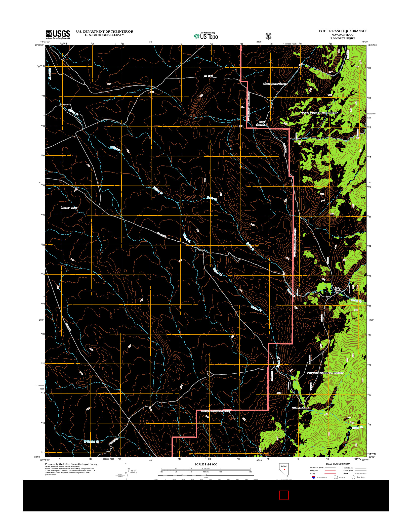 USGS US TOPO 7.5-MINUTE MAP FOR BUTLER RANCH, NV 2012