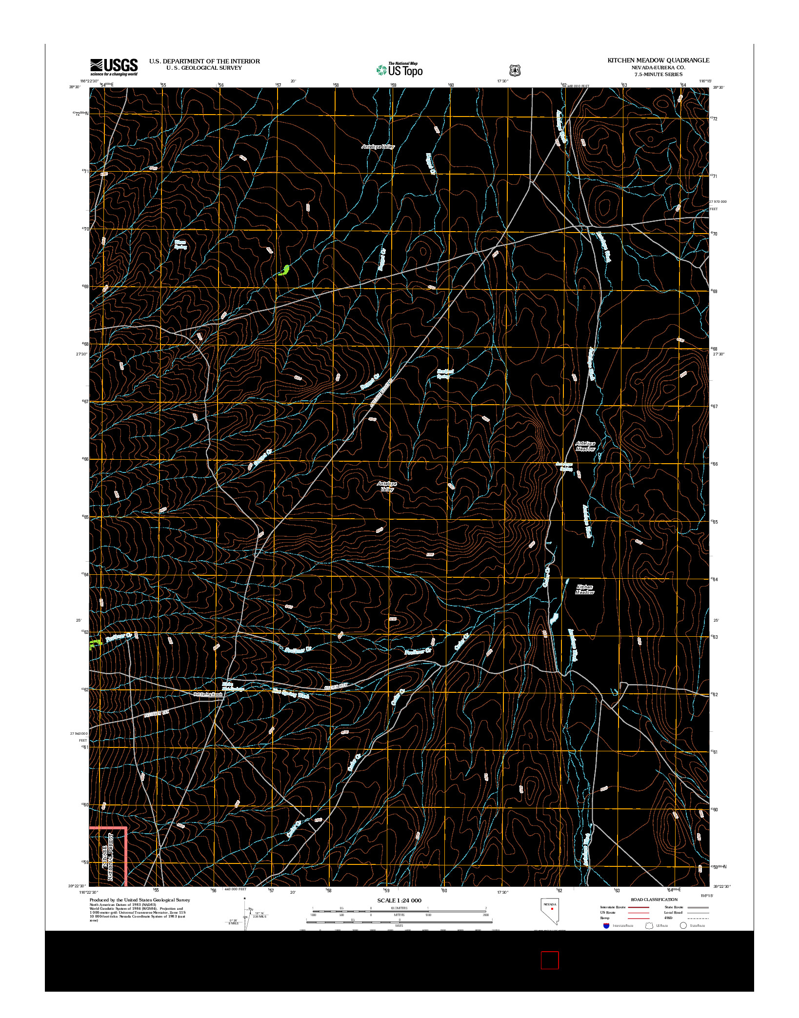 USGS US TOPO 7.5-MINUTE MAP FOR KITCHEN MEADOW, NV 2012