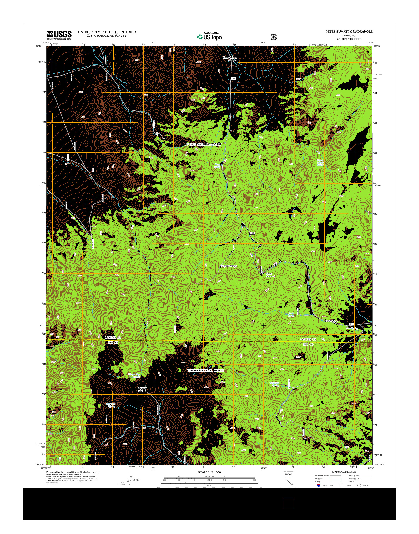 USGS US TOPO 7.5-MINUTE MAP FOR PETES SUMMIT, NV 2012