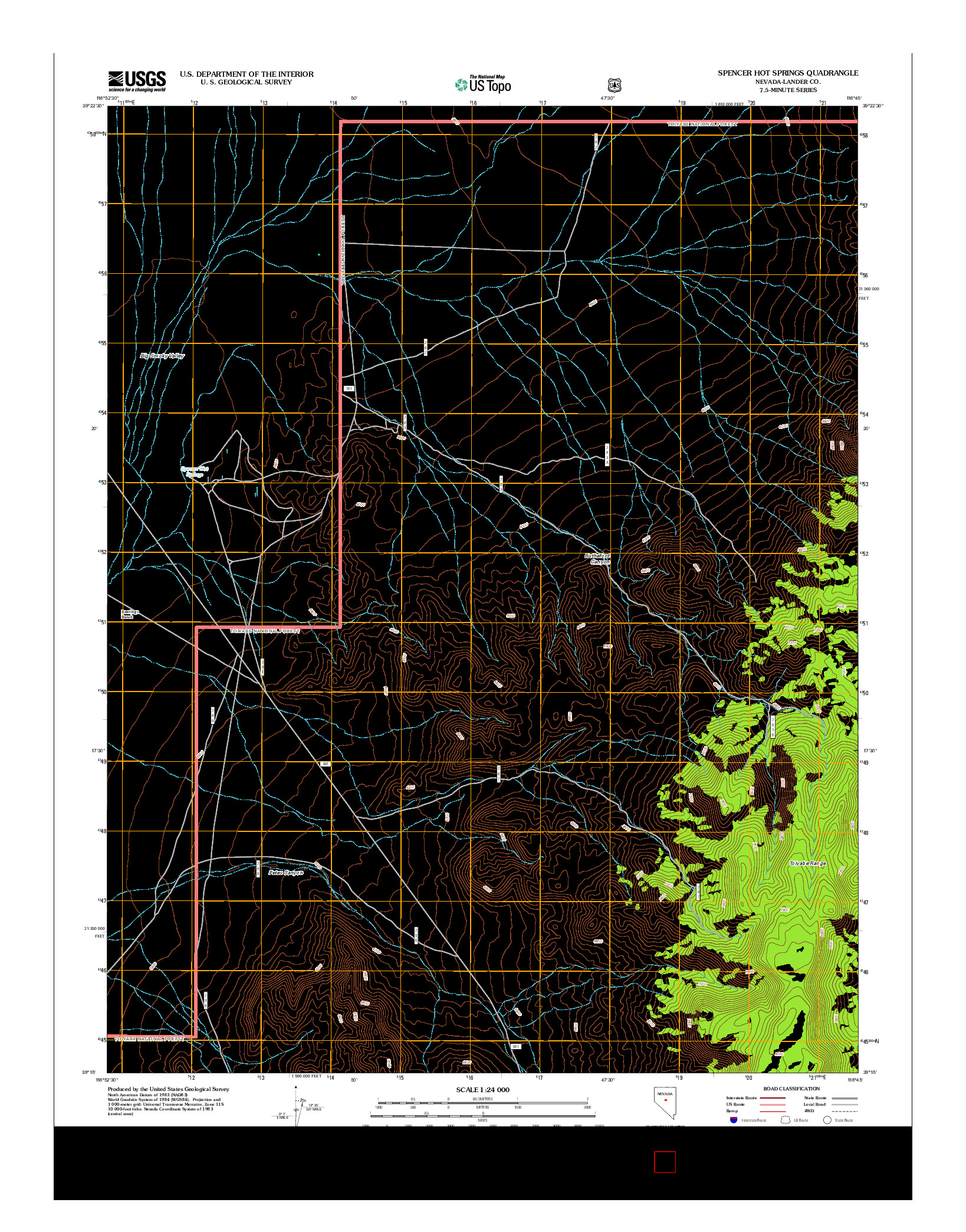 USGS US TOPO 7.5-MINUTE MAP FOR SPENCER HOT SPRINGS, NV 2012