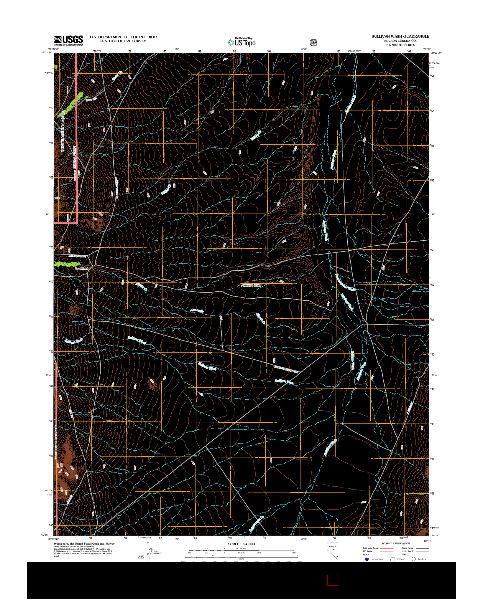 USGS US TOPO 7.5-MINUTE MAP FOR SULLIVAN WASH, NV 2012