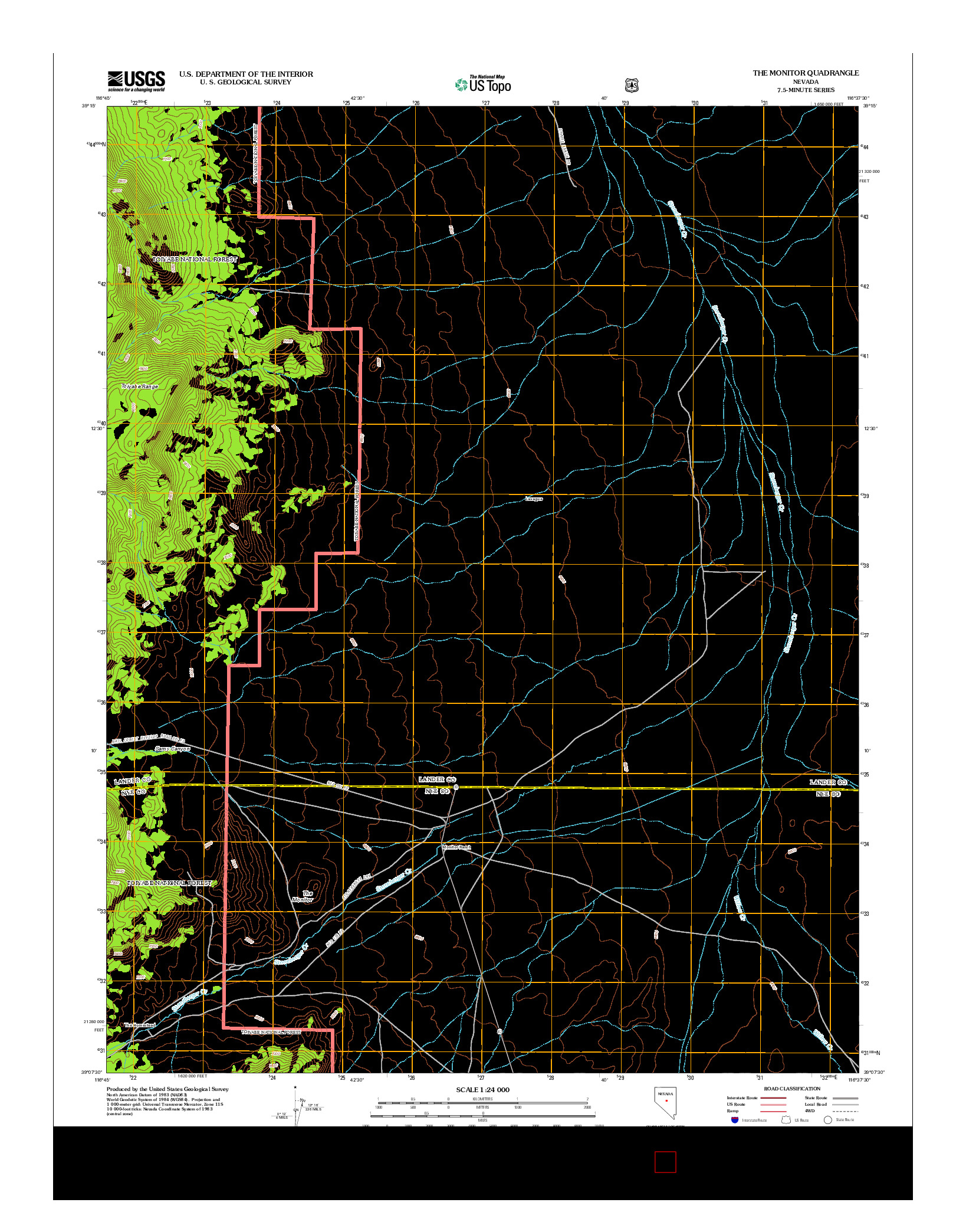 USGS US TOPO 7.5-MINUTE MAP FOR THE MONITOR, NV 2012