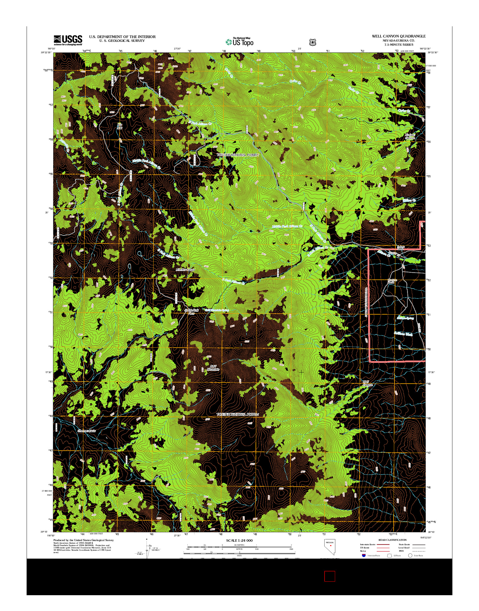 USGS US TOPO 7.5-MINUTE MAP FOR WELL CANYON, NV 2012