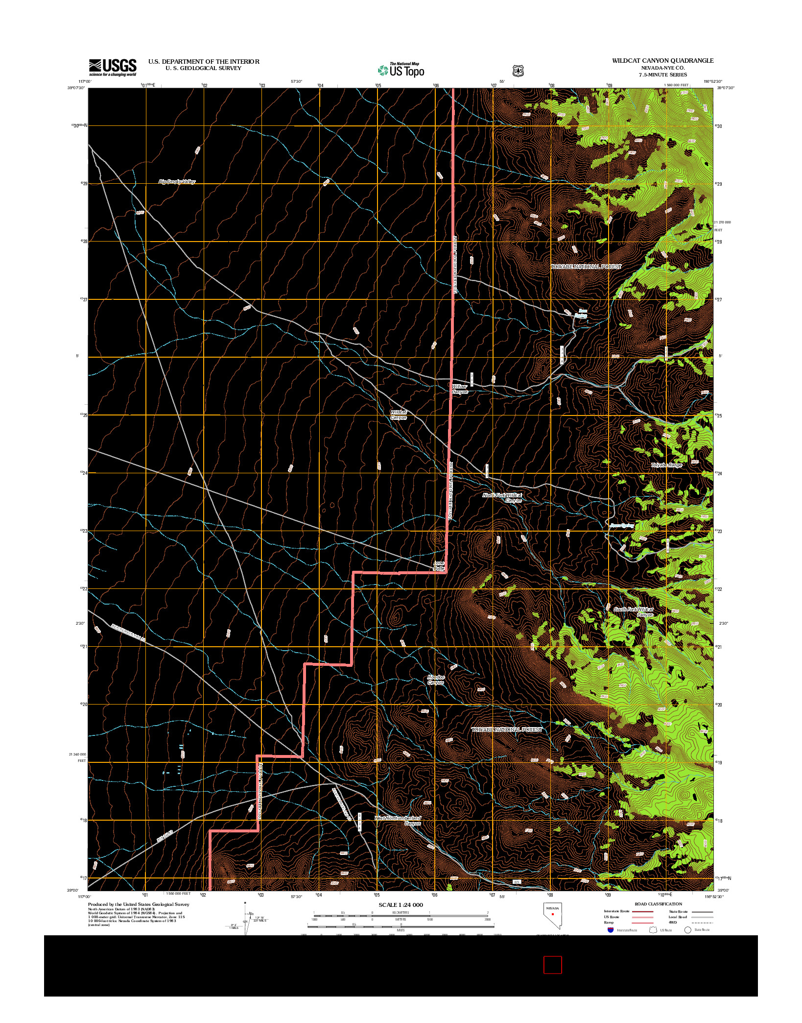 USGS US TOPO 7.5-MINUTE MAP FOR WILDCAT CANYON, NV 2012