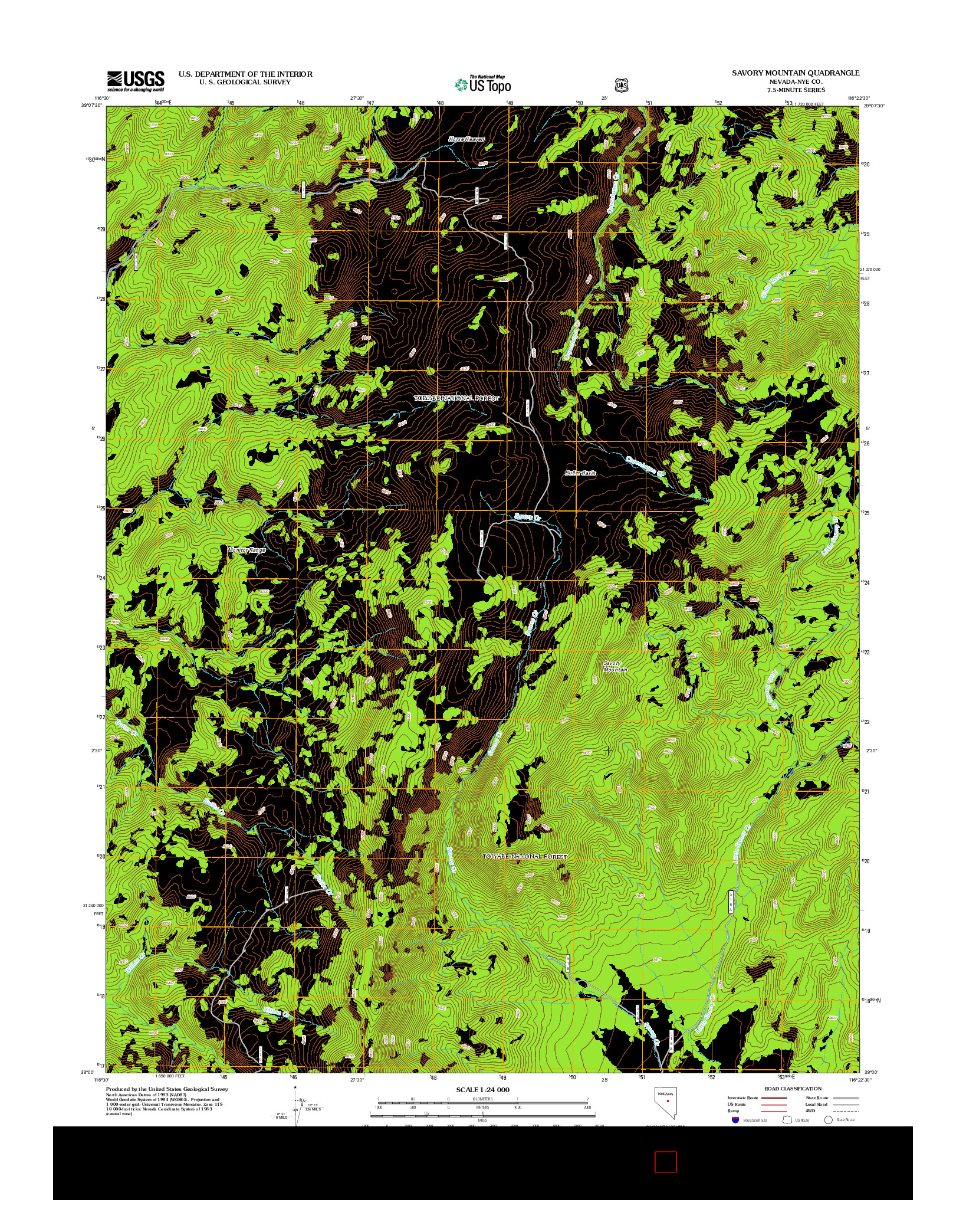 USGS US TOPO 7.5-MINUTE MAP FOR SAVORY MOUNTAIN, NV 2012