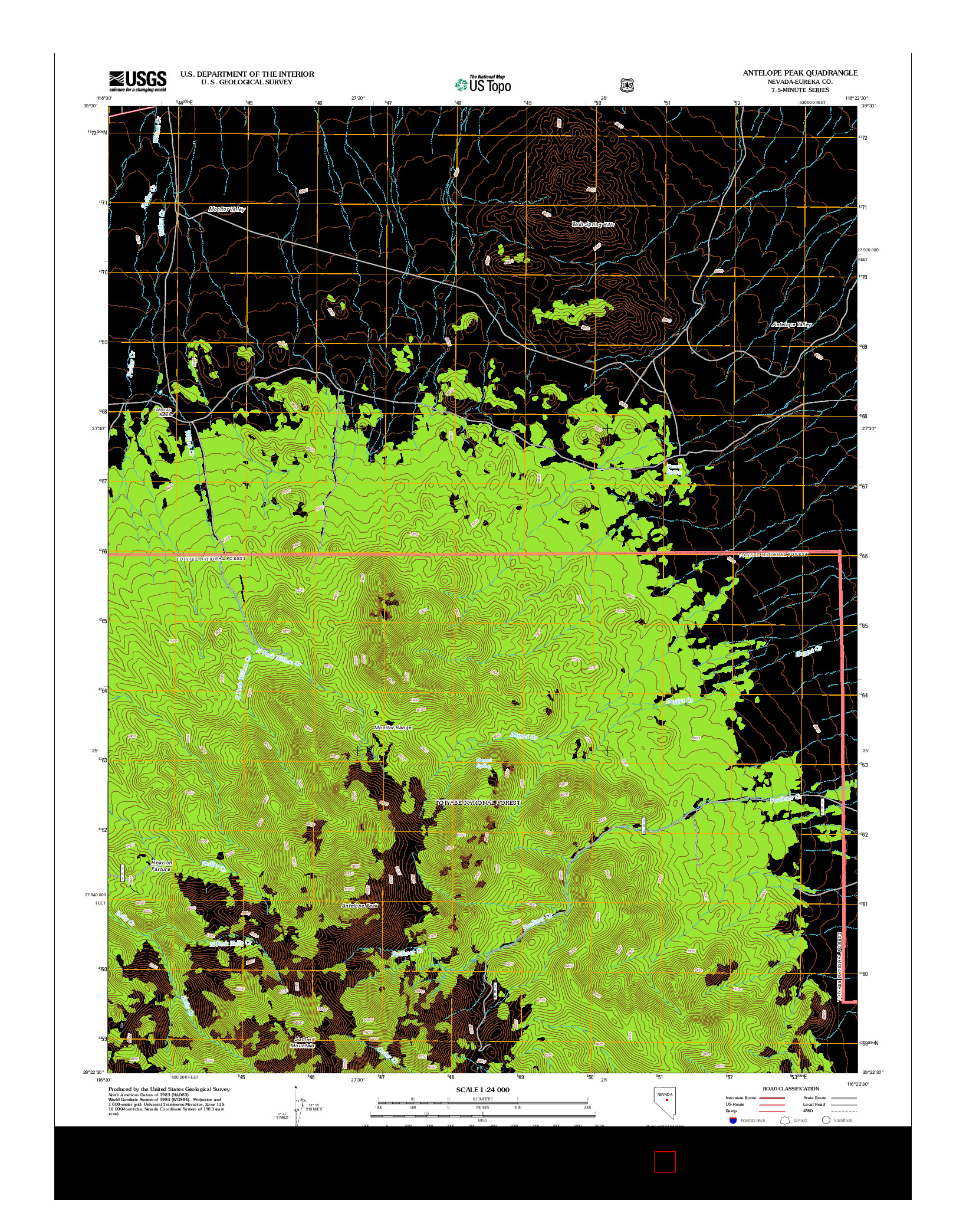 USGS US TOPO 7.5-MINUTE MAP FOR ANTELOPE PEAK, NV 2012