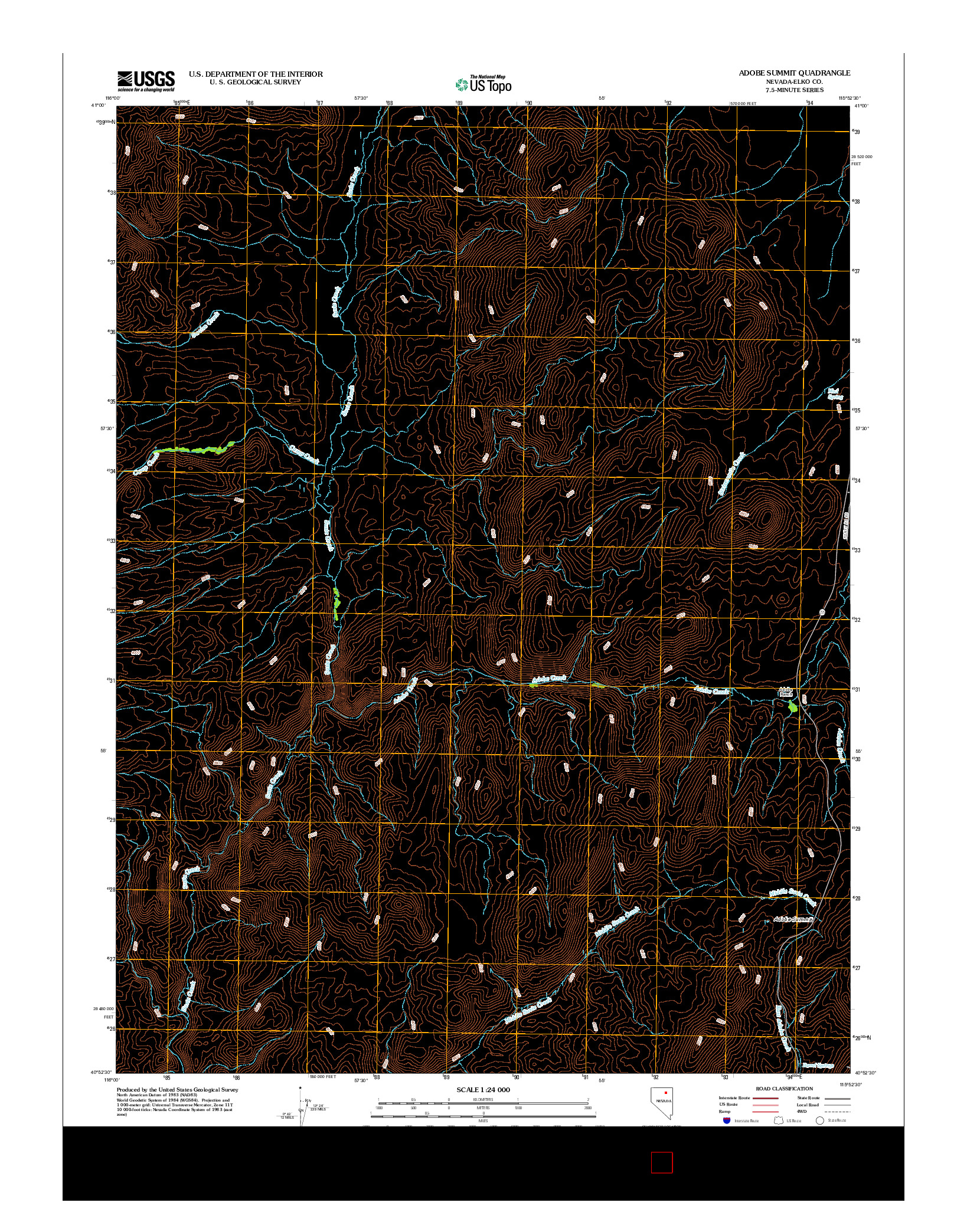 USGS US TOPO 7.5-MINUTE MAP FOR ADOBE SUMMIT, NV 2012