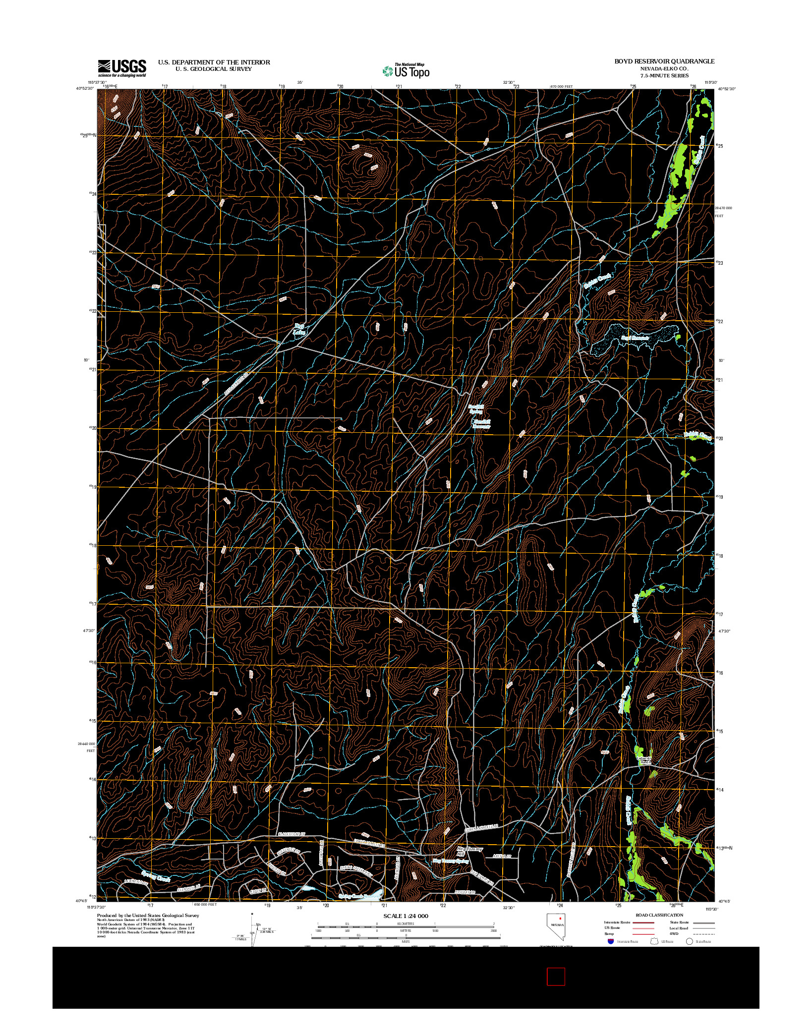 USGS US TOPO 7.5-MINUTE MAP FOR BOYD RESERVOIR, NV 2012