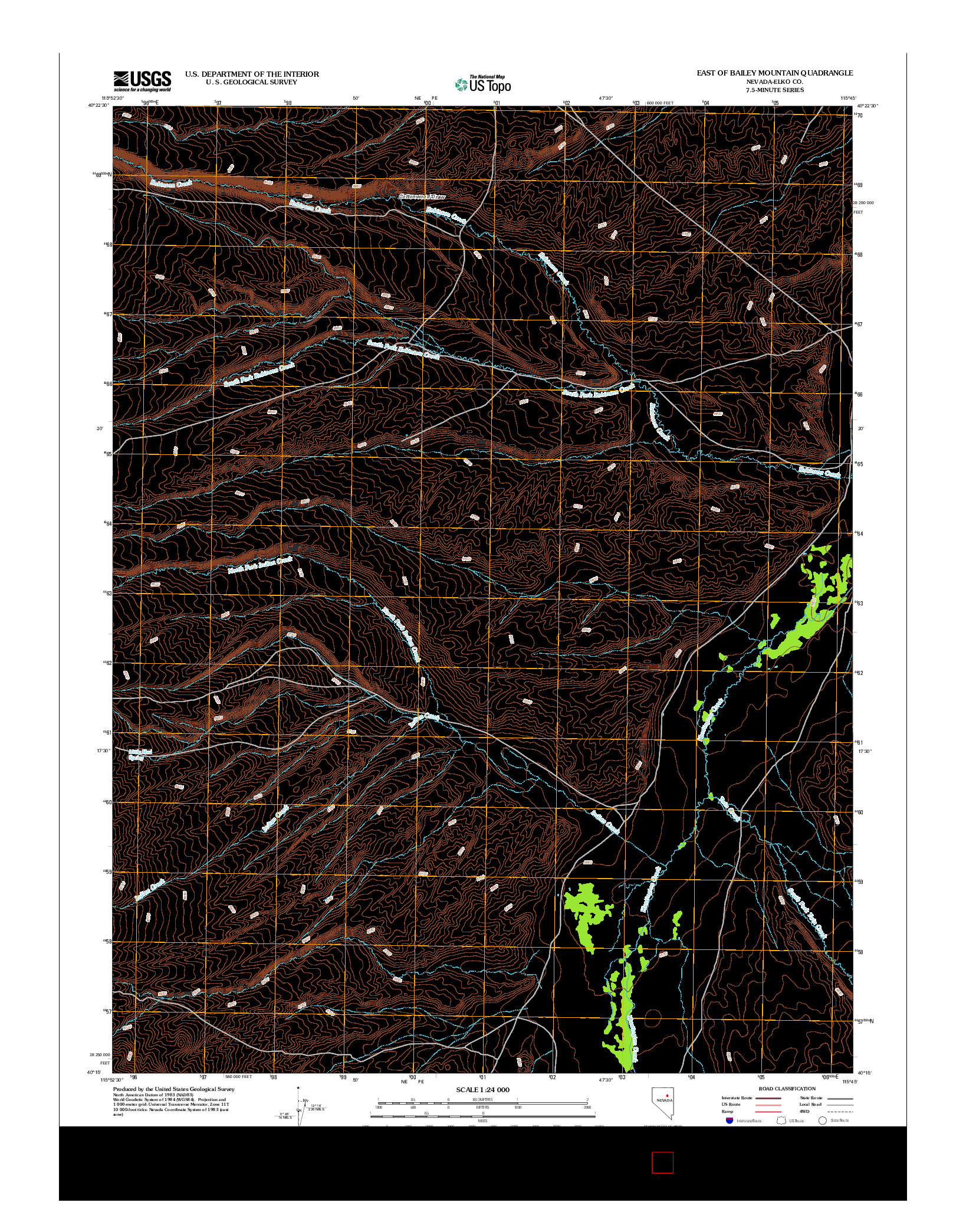 USGS US TOPO 7.5-MINUTE MAP FOR EAST OF BAILEY MOUNTAIN, NV 2012