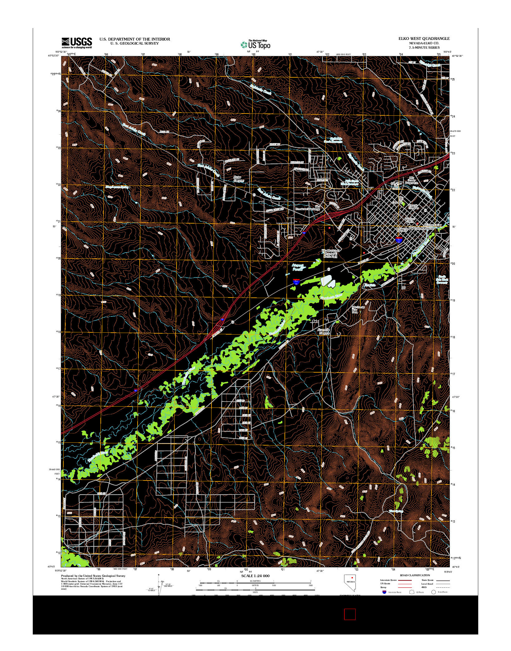 USGS US TOPO 7.5-MINUTE MAP FOR ELKO WEST, NV 2012