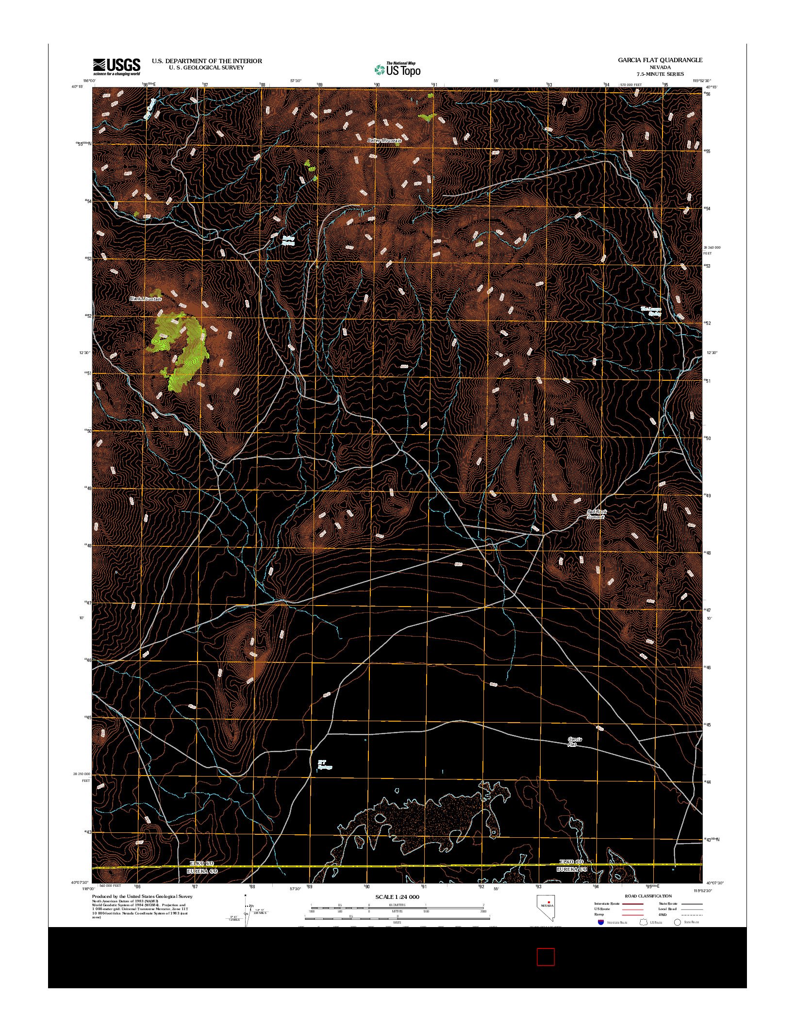 USGS US TOPO 7.5-MINUTE MAP FOR GARCIA FLAT, NV 2012
