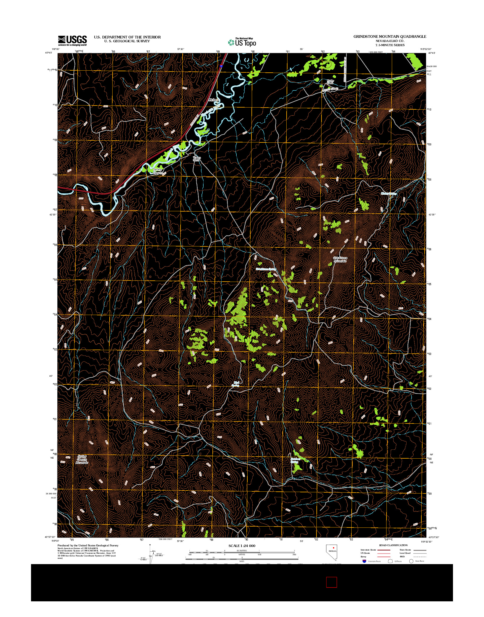 USGS US TOPO 7.5-MINUTE MAP FOR GRINDSTONE MOUNTAIN, NV 2012