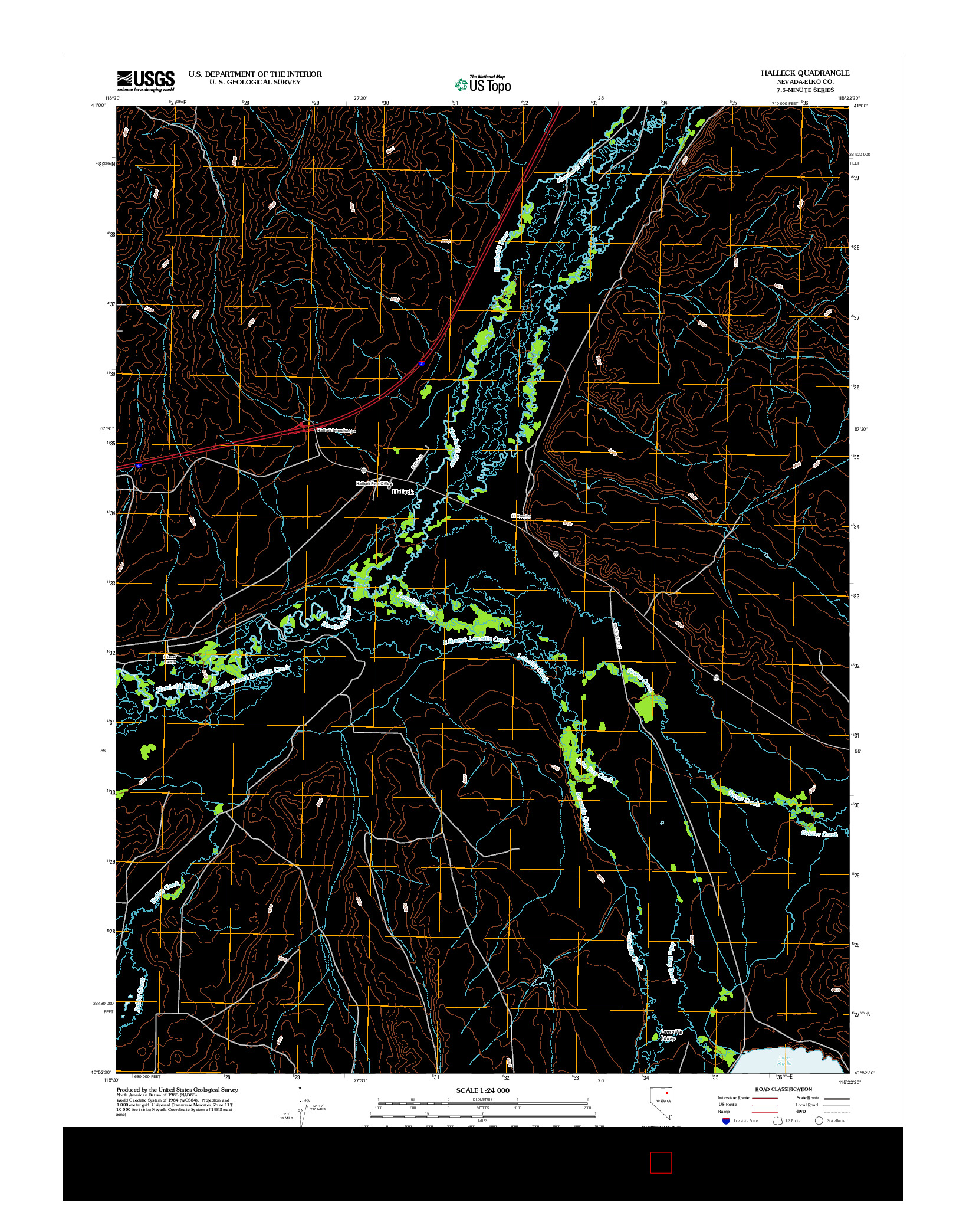 USGS US TOPO 7.5-MINUTE MAP FOR HALLECK, NV 2012