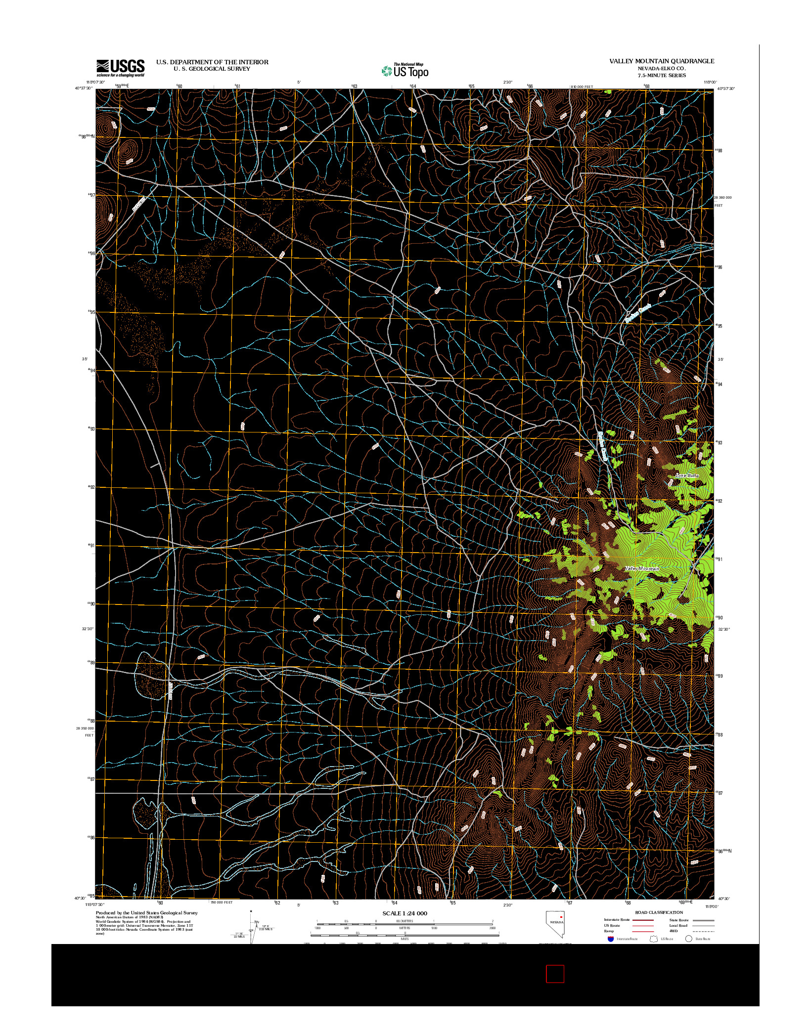 USGS US TOPO 7.5-MINUTE MAP FOR VALLEY MOUNTAIN, NV 2012