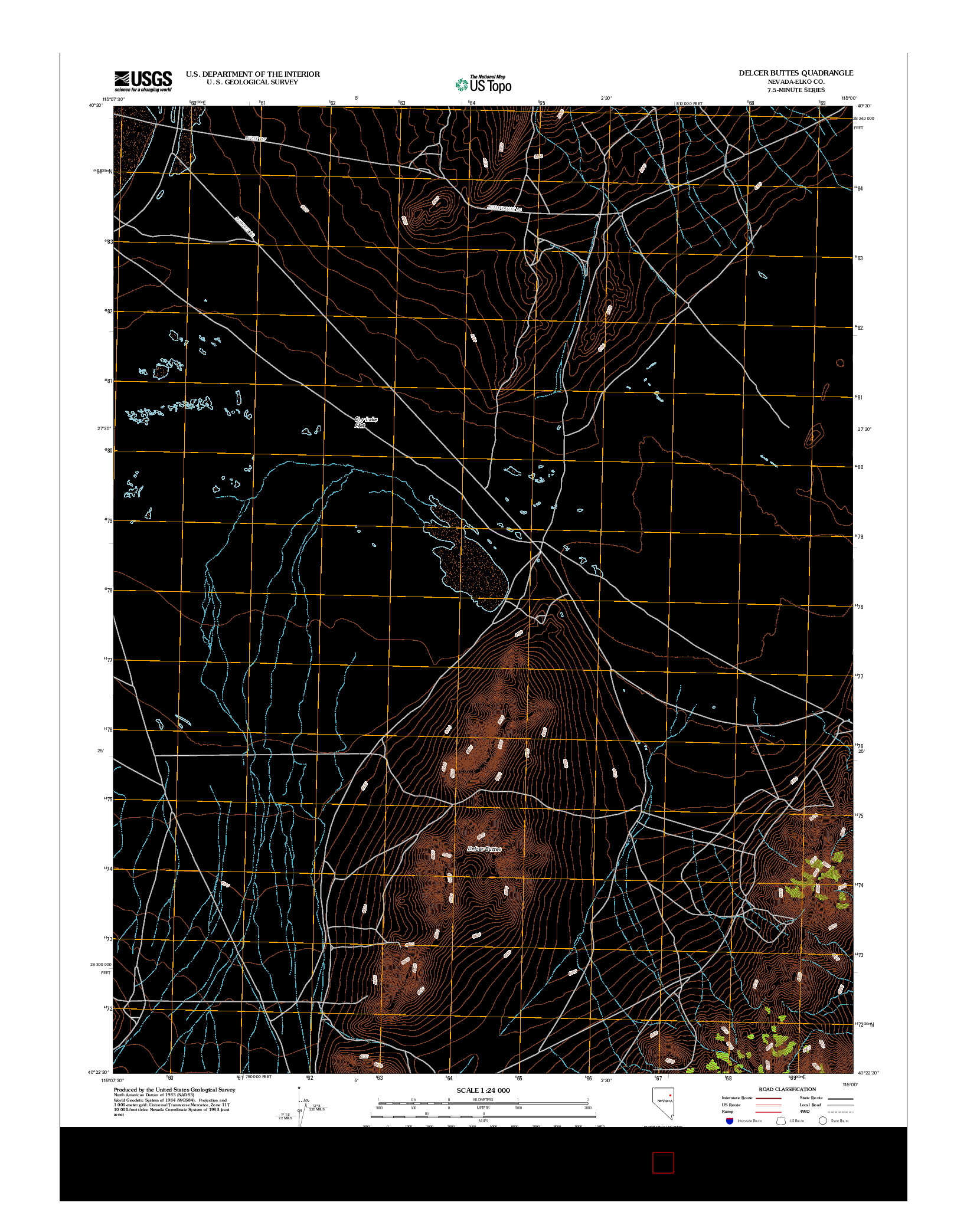 USGS US TOPO 7.5-MINUTE MAP FOR DELCER BUTTES, NV 2012