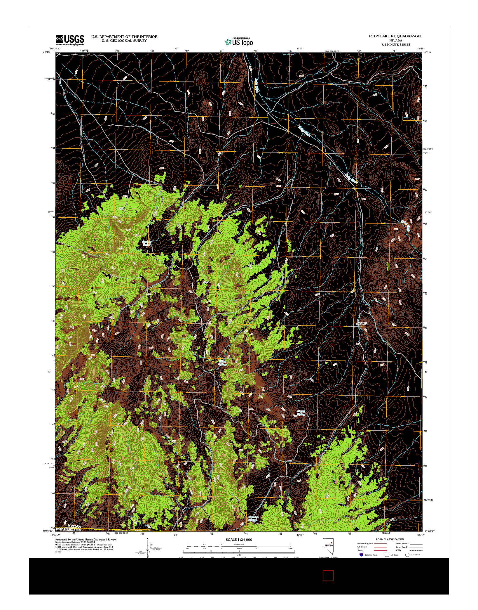 USGS US TOPO 7.5-MINUTE MAP FOR RUBY LAKE NE, NV 2012
