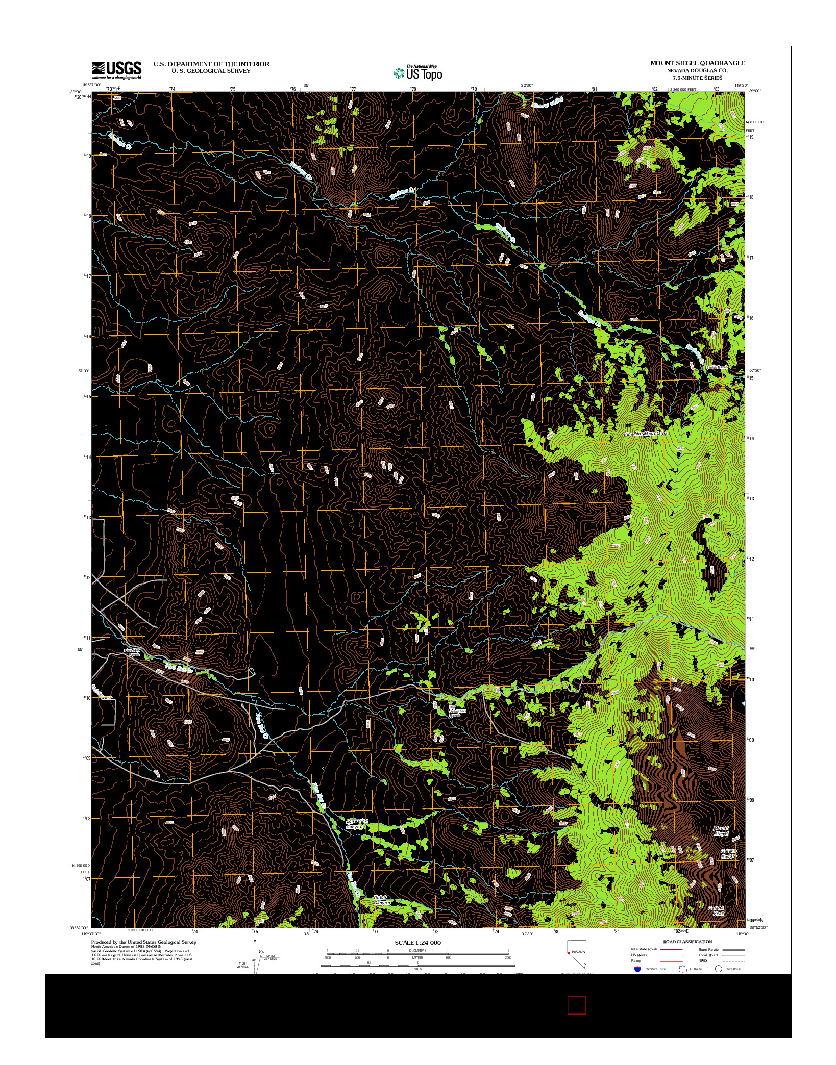 USGS US TOPO 7.5-MINUTE MAP FOR MOUNT SIEGEL, NV 2012