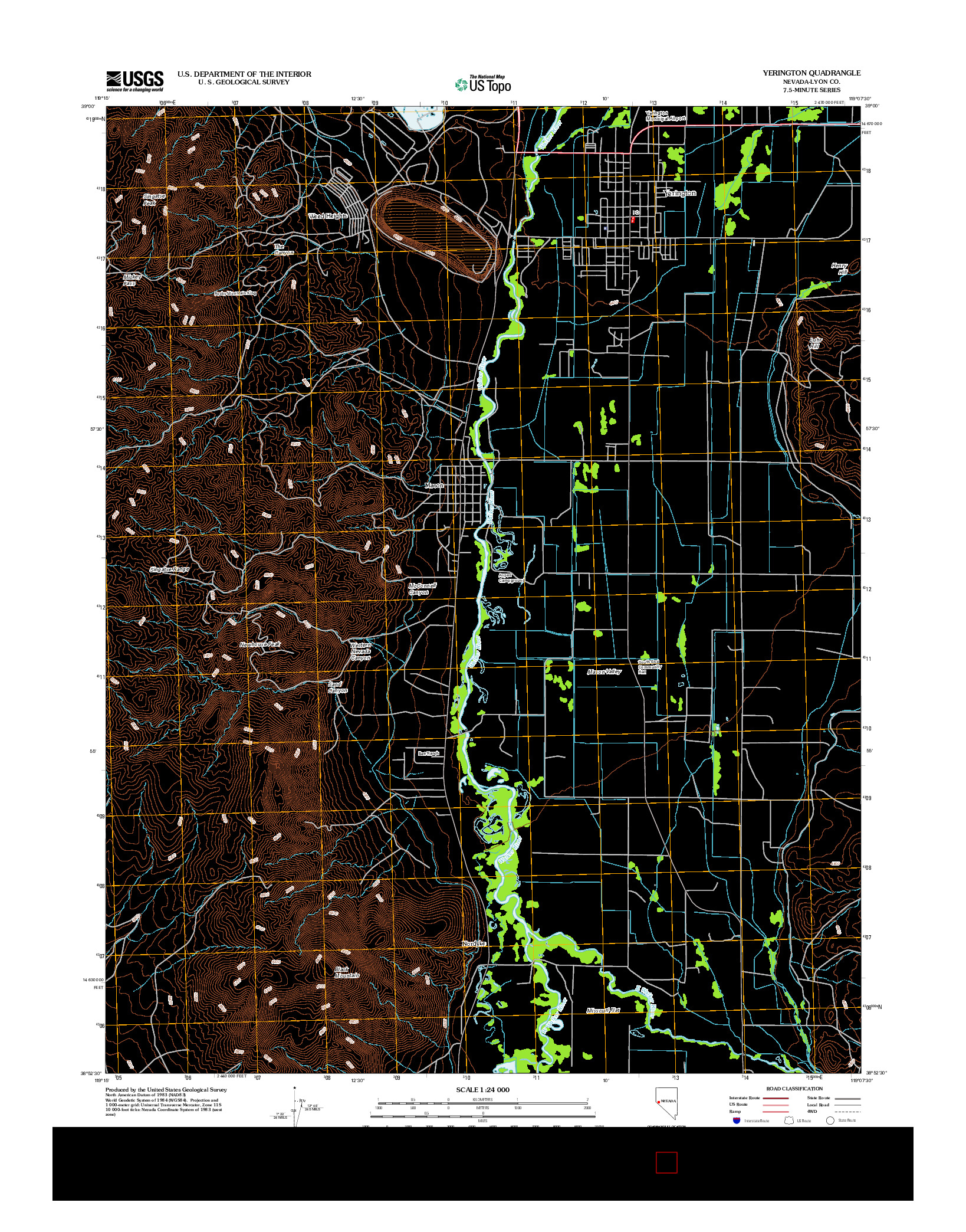 USGS US TOPO 7.5-MINUTE MAP FOR YERINGTON, NV 2012