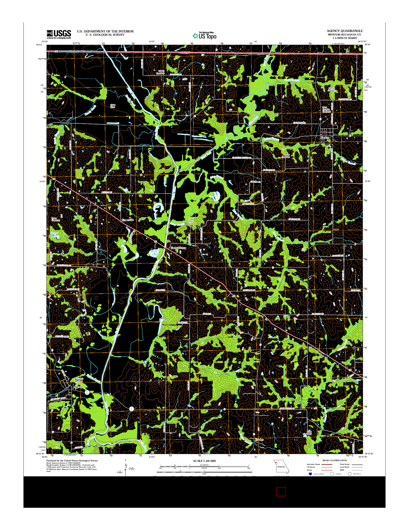 USGS US TOPO 7.5-MINUTE MAP FOR AGENCY, MO 2012