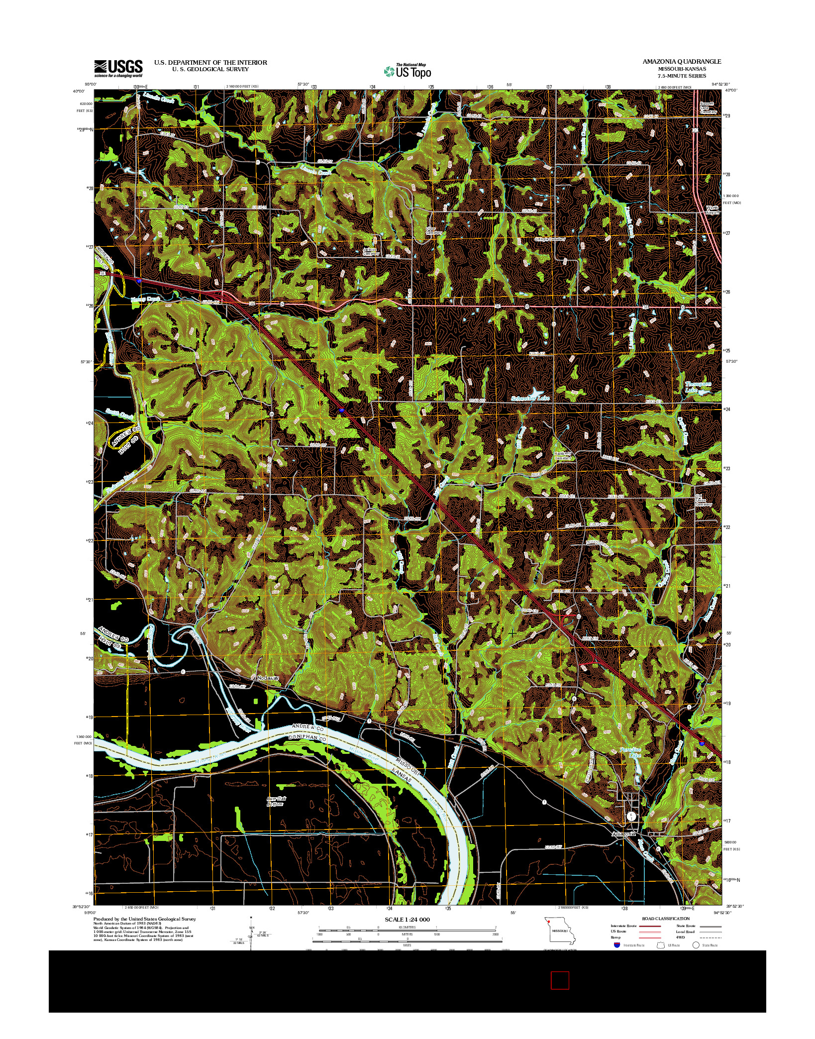 USGS US TOPO 7.5-MINUTE MAP FOR AMAZONIA, MO-KS 2012