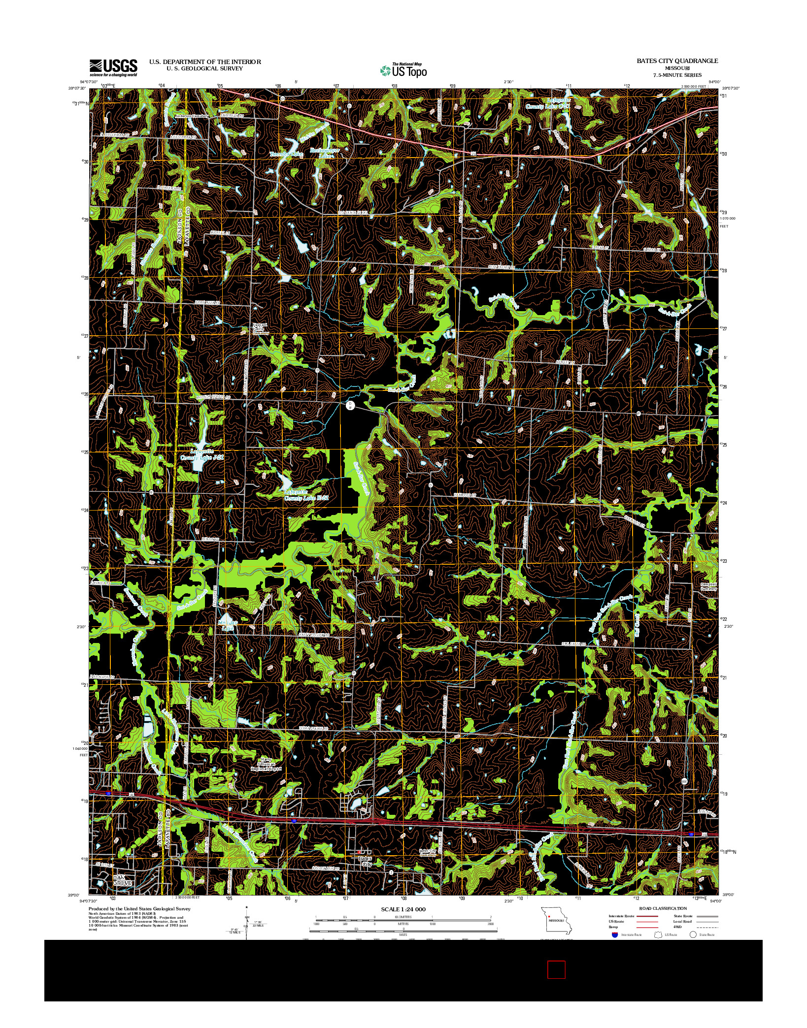 USGS US TOPO 7.5-MINUTE MAP FOR BATES CITY, MO 2012