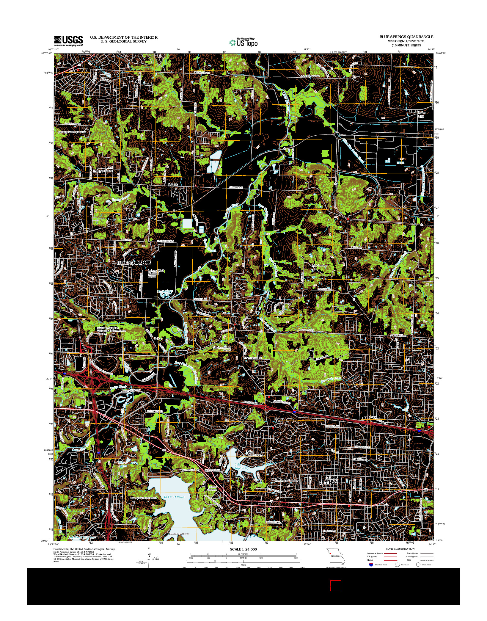 USGS US TOPO 7.5-MINUTE MAP FOR BLUE SPRINGS, MO 2012