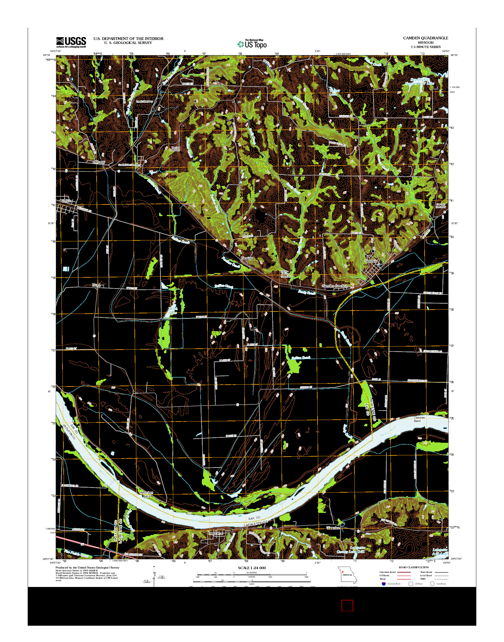 USGS US TOPO 7.5-MINUTE MAP FOR CAMDEN, MO 2012