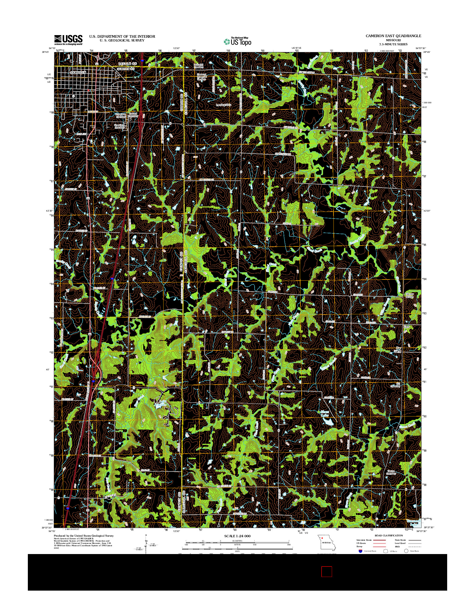 USGS US TOPO 7.5-MINUTE MAP FOR CAMERON EAST, MO 2012