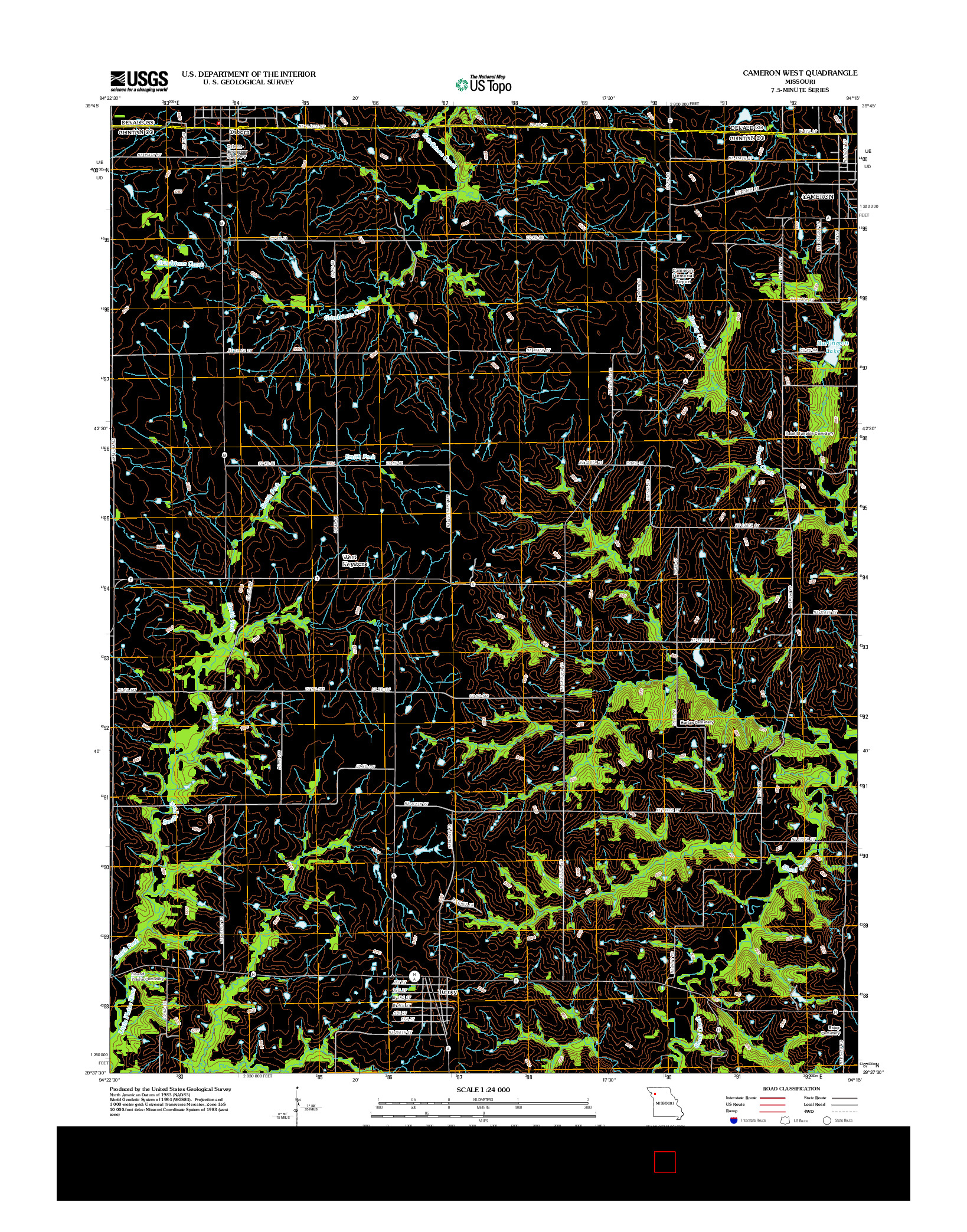 USGS US TOPO 7.5-MINUTE MAP FOR CAMERON WEST, MO 2012