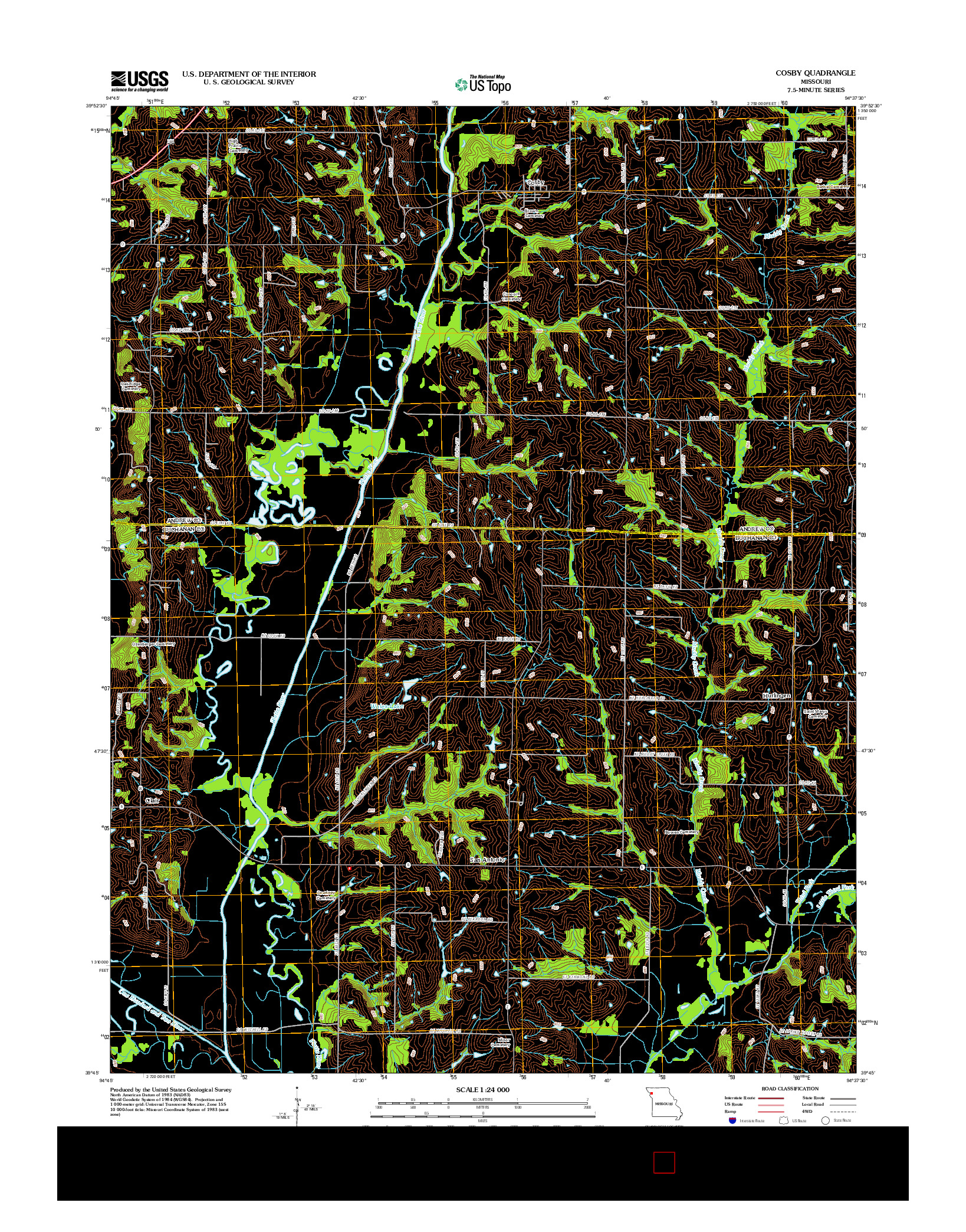 USGS US TOPO 7.5-MINUTE MAP FOR COSBY, MO 2012