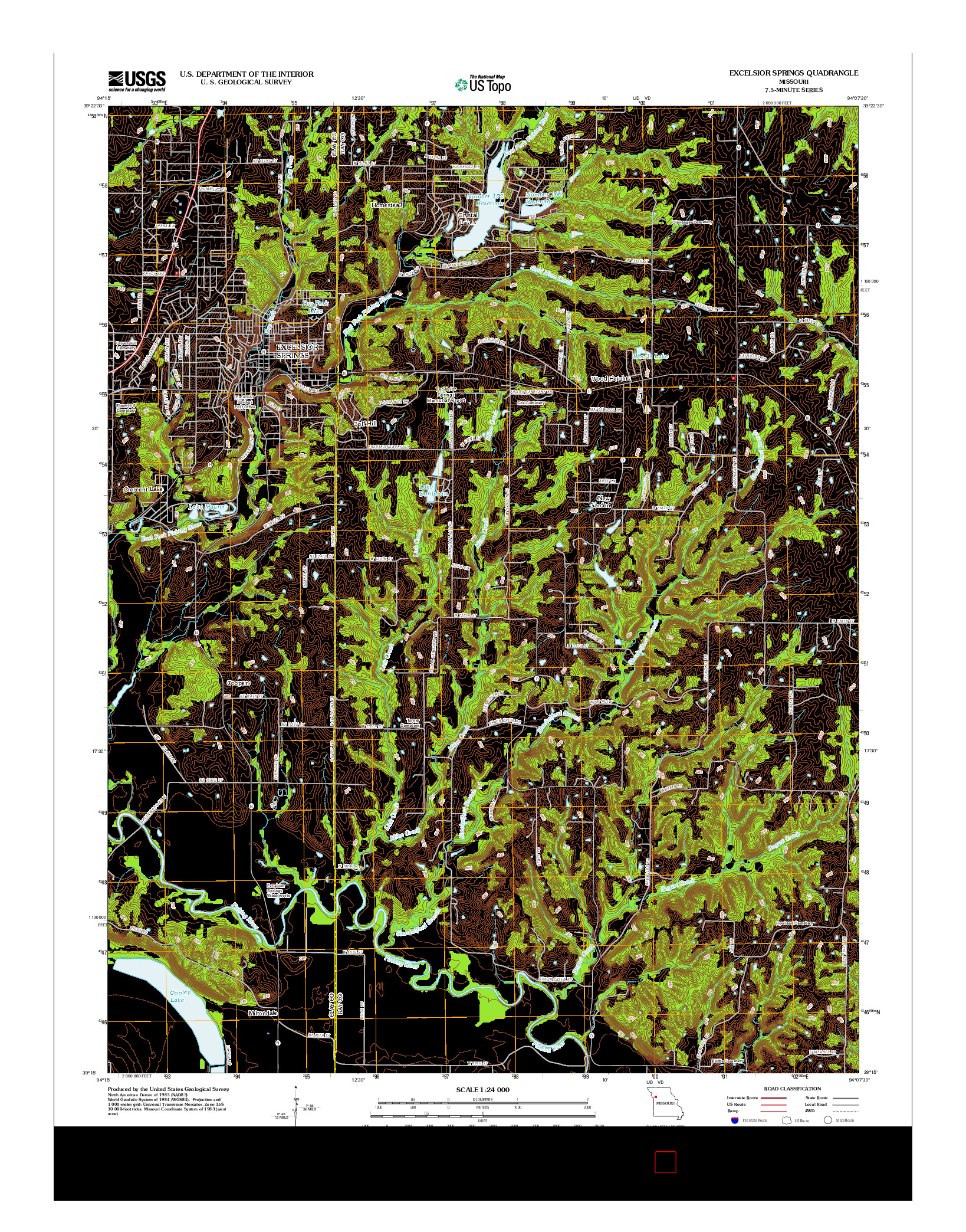 USGS US TOPO 7.5-MINUTE MAP FOR EXCELSIOR SPRINGS, MO 2012