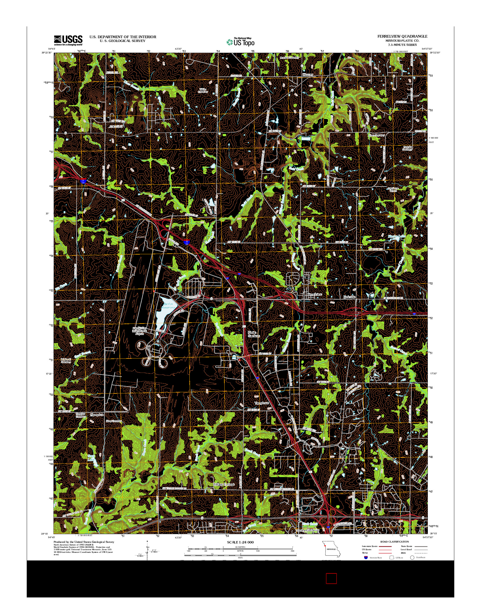 USGS US TOPO 7.5-MINUTE MAP FOR FERRELVIEW, MO 2012