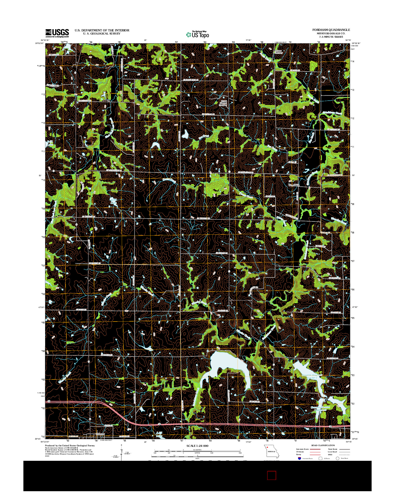 USGS US TOPO 7.5-MINUTE MAP FOR FORDHAM, MO 2012