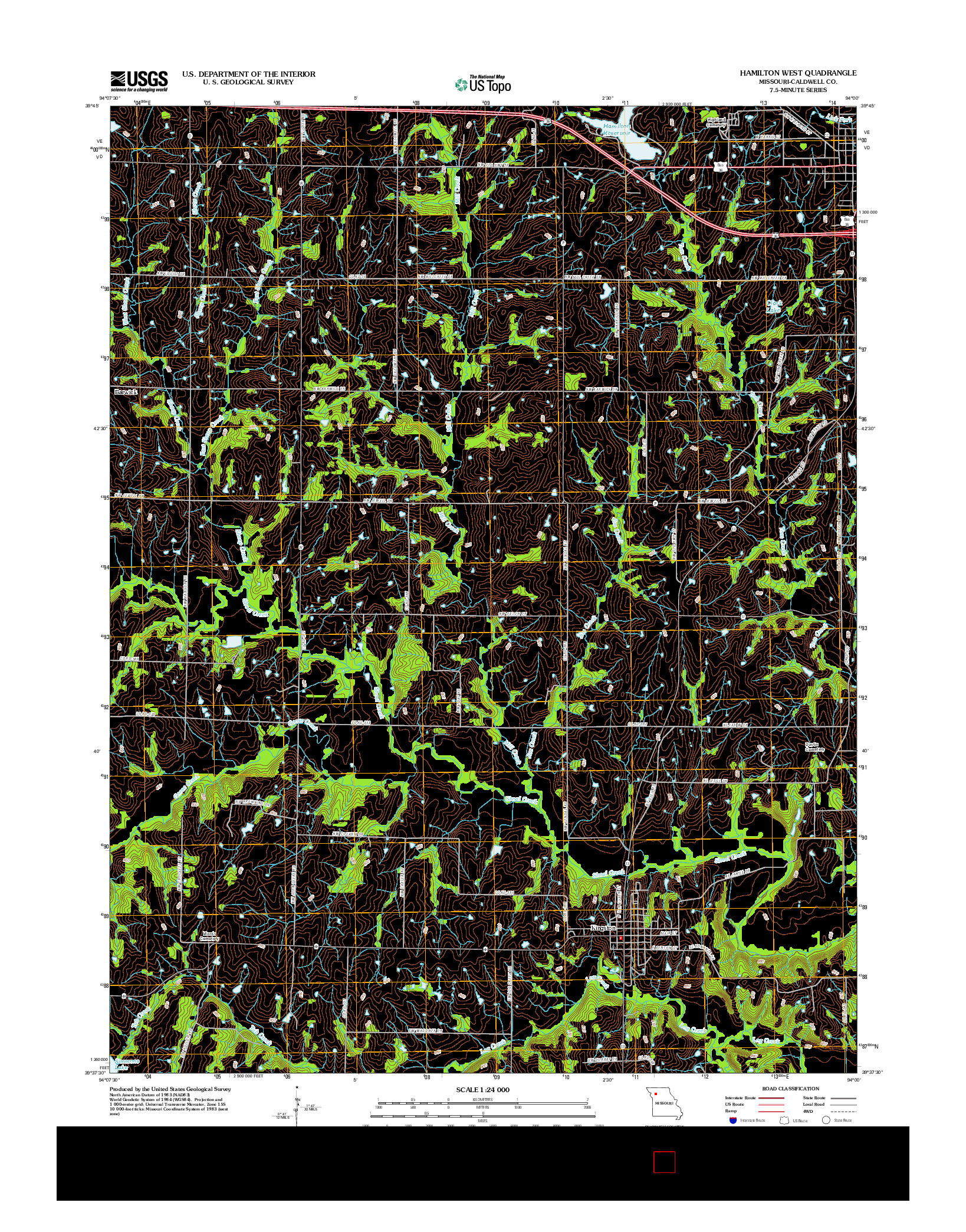 USGS US TOPO 7.5-MINUTE MAP FOR HAMILTON WEST, MO 2012