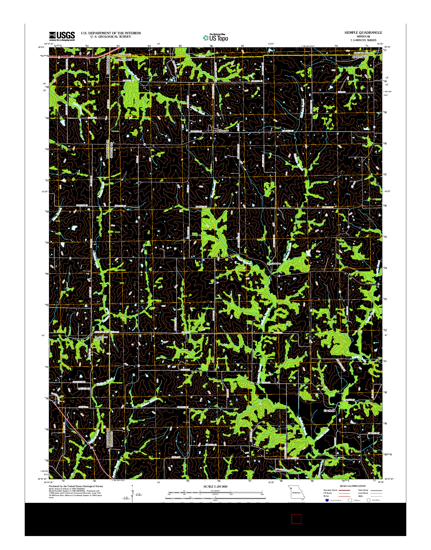 USGS US TOPO 7.5-MINUTE MAP FOR HEMPLE, MO 2012