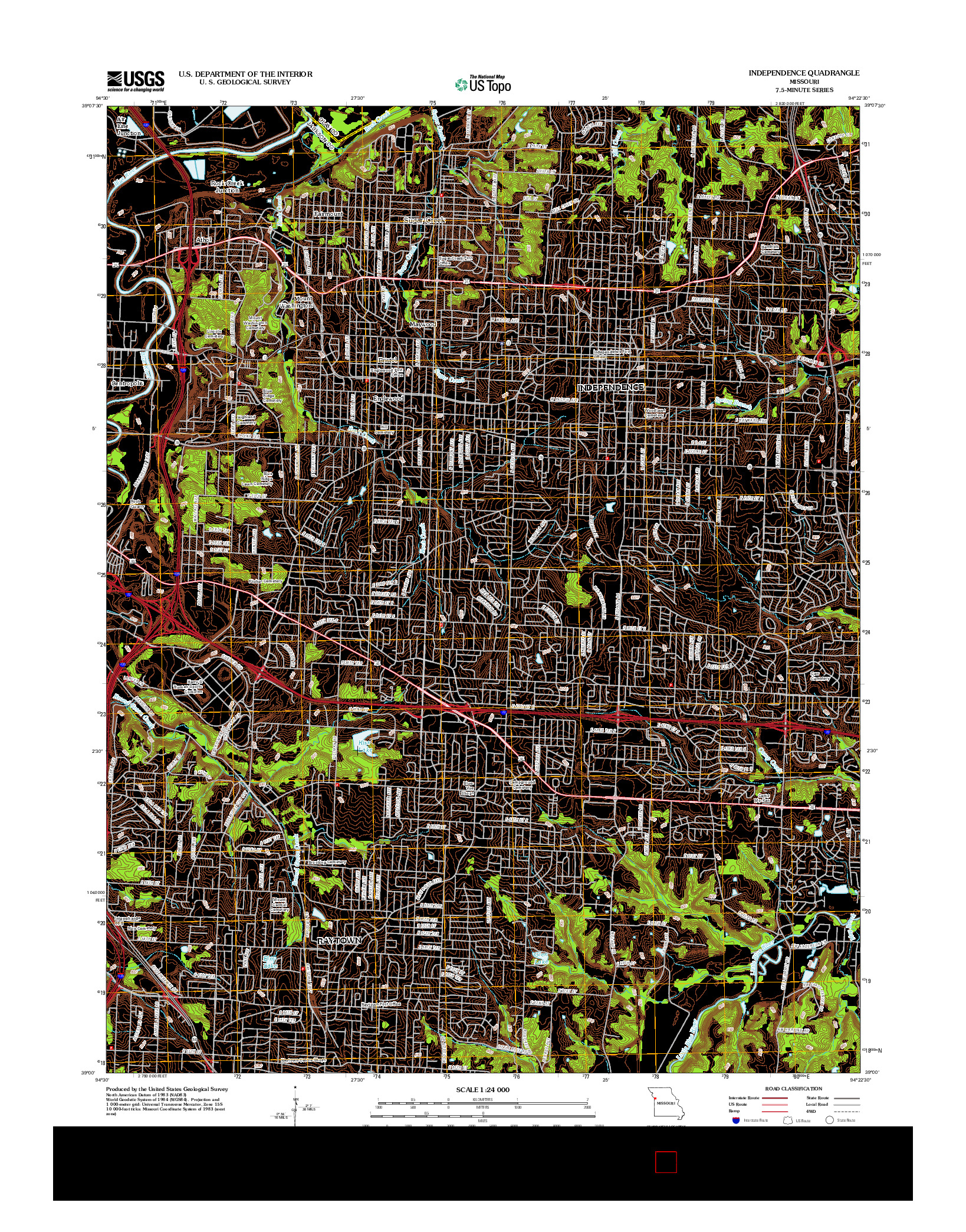 USGS US TOPO 7.5-MINUTE MAP FOR INDEPENDENCE, MO 2012